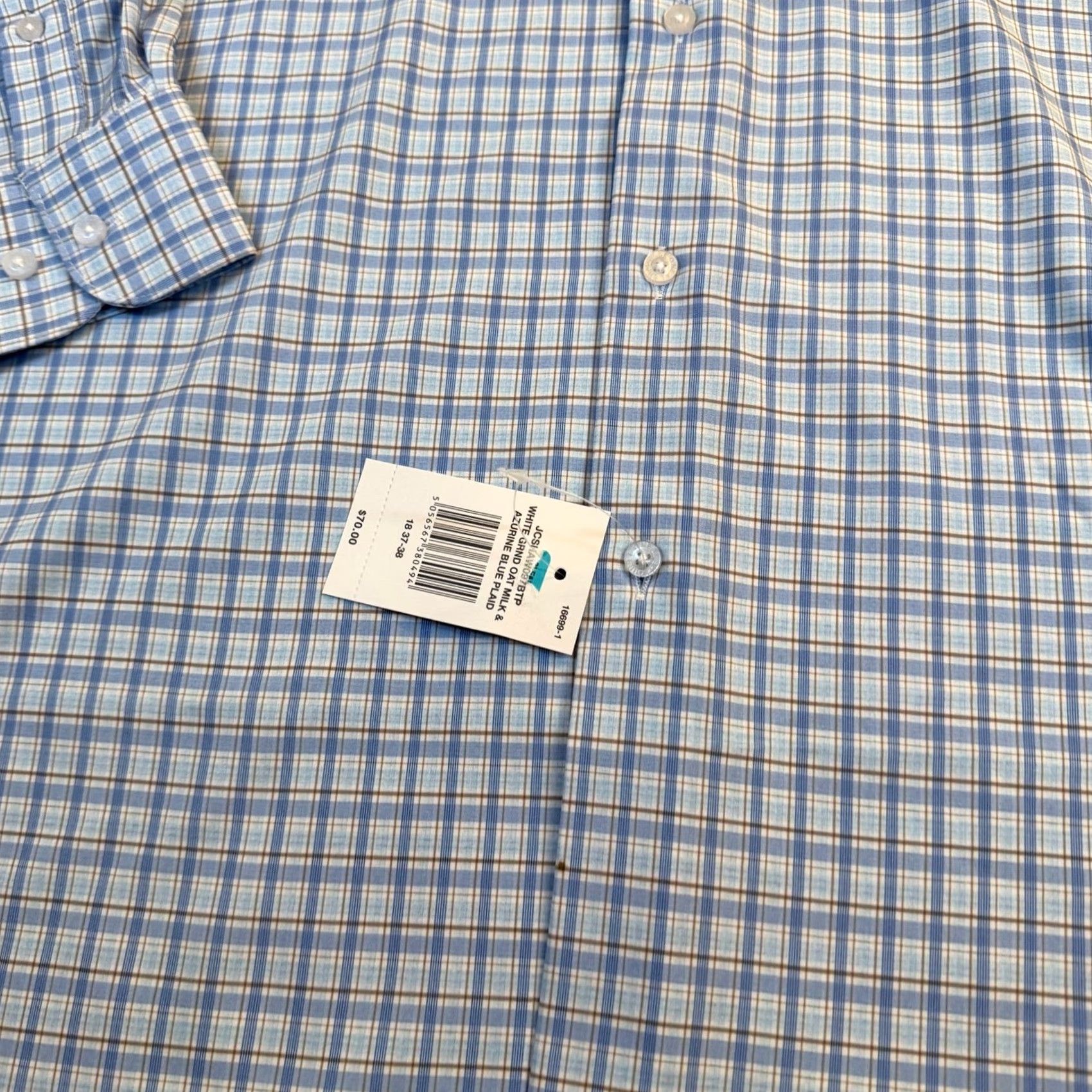 Vintage VINTAGE Shaquille O'Neal Dress Shirt Plaid Blue Mens 18 37/38 Shirt Big and Tall Long Sleeve Size 48R - 5 Thumbnail