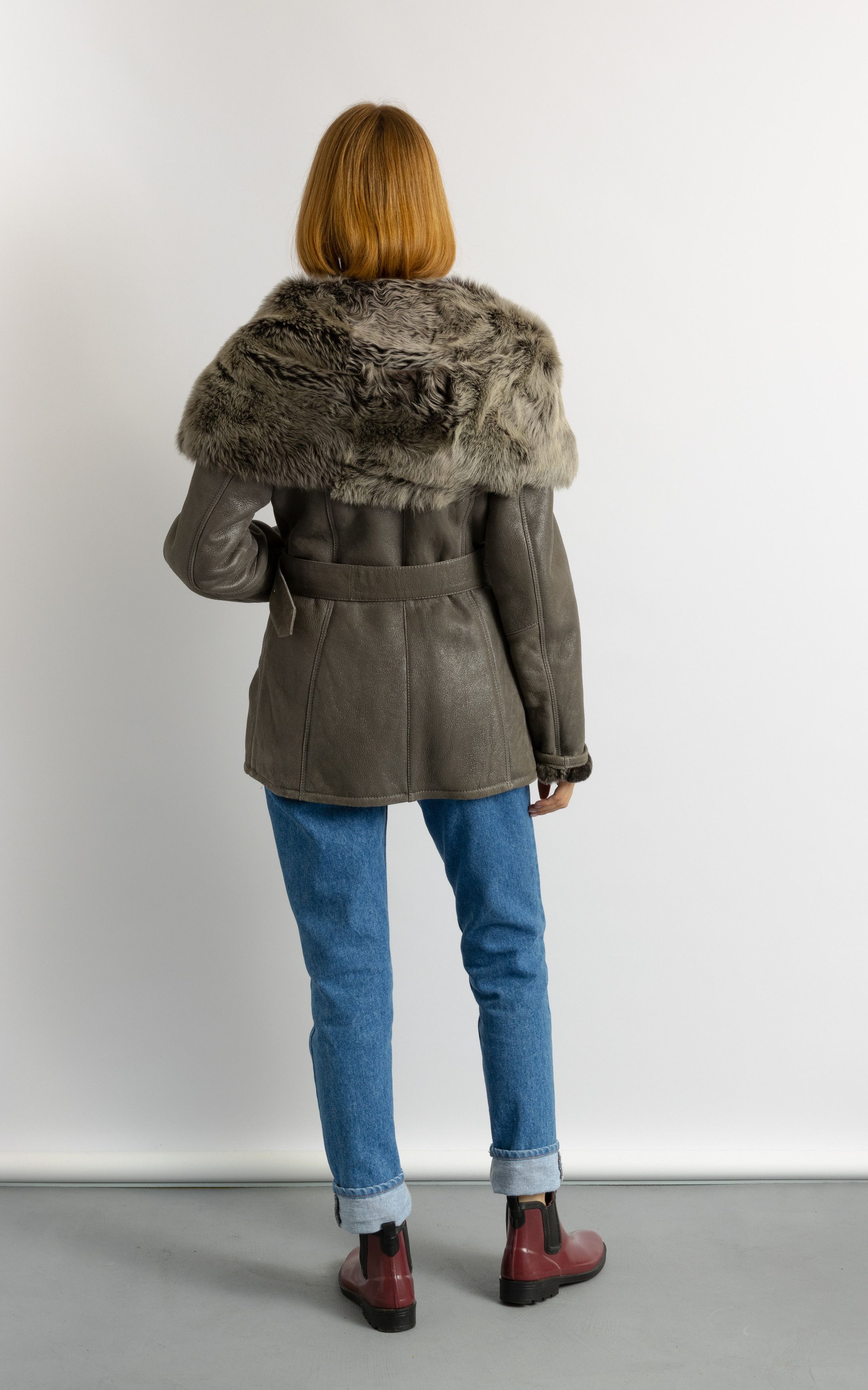 Vintage Women Sheepskin Leather Coat 80s, Size M 5926 Size M / US 6-8 / IT 42-44 - 5 Thumbnail