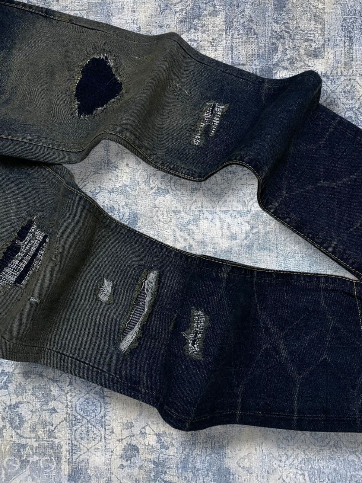 Tornado Mart Vintage 1990s Japan Designer Land Edge Distressed Denim Size US 32 / EU 48 - 6 Thumbnail
