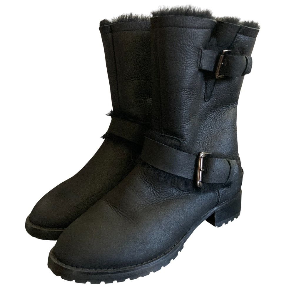 Other Other Tsuru by Mariko Oikawa Shearling Engineer Boots Leather Shoes DUTY FREE for USA Size ONE SIZE - 1 Thumbnail