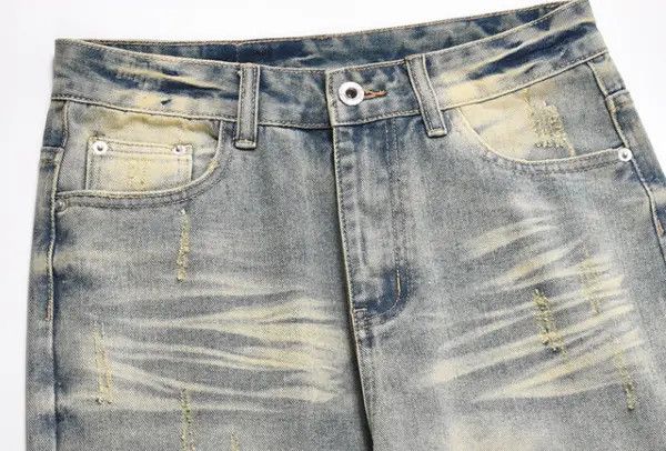 Japanese Brand Han American men's washed distressed loose straight jeans Size US 32 / EU 48 - 5 Thumbnail