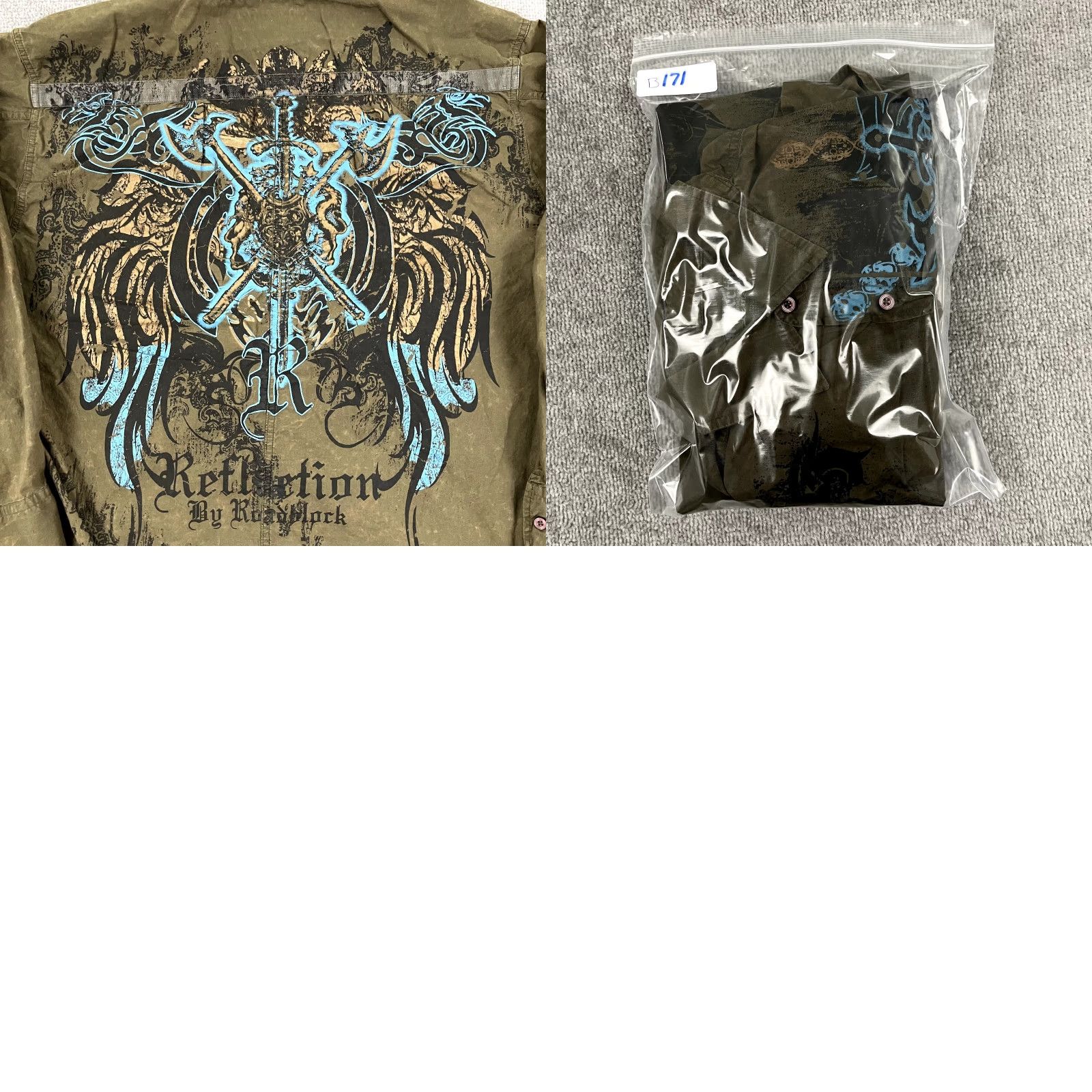 Affliction VINTAGE Affliction Shirt Mens 2XL Green Graphic Button-Up Long Sleeve Casual Grunge Punk Y2K Size US XXL / EU 58 / 5 - 8 Thumbnail