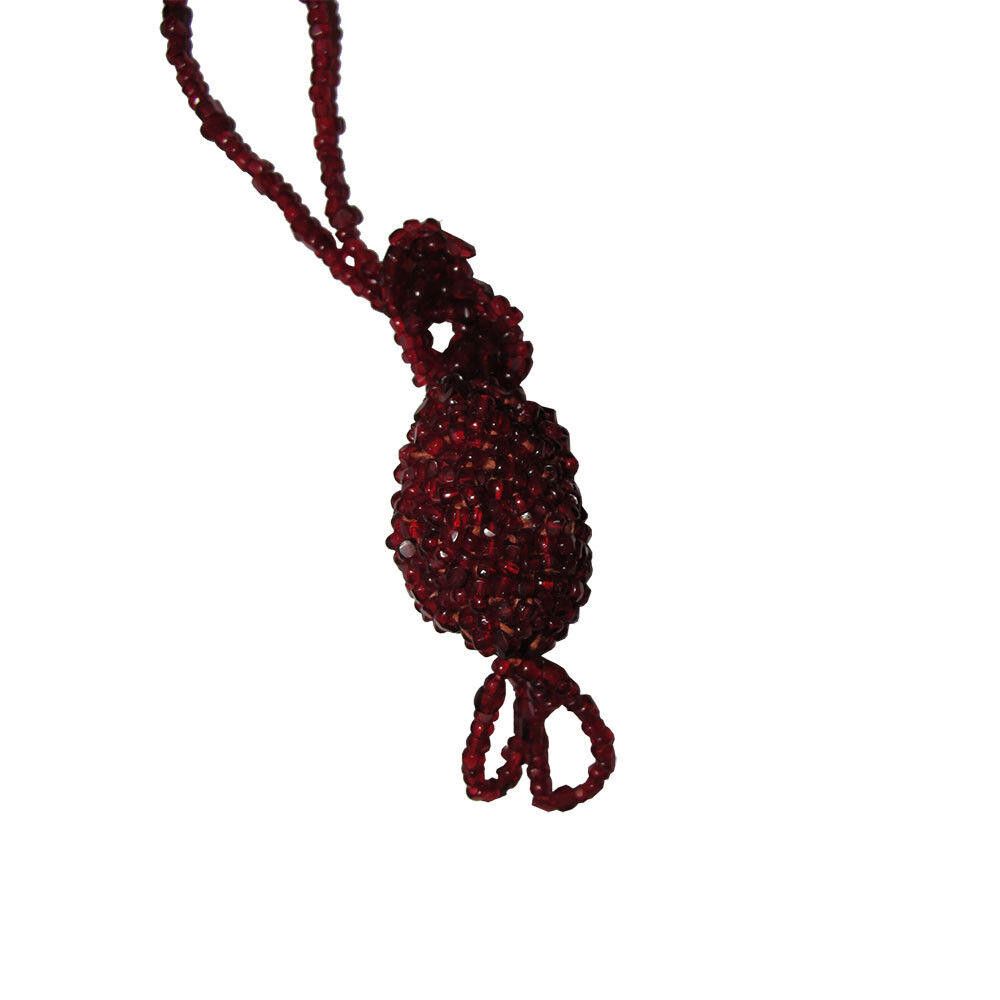 Designer Victorian Red Garnet Bead Tassel Flapper Necklace Size ONE SIZE - 4 Thumbnail
