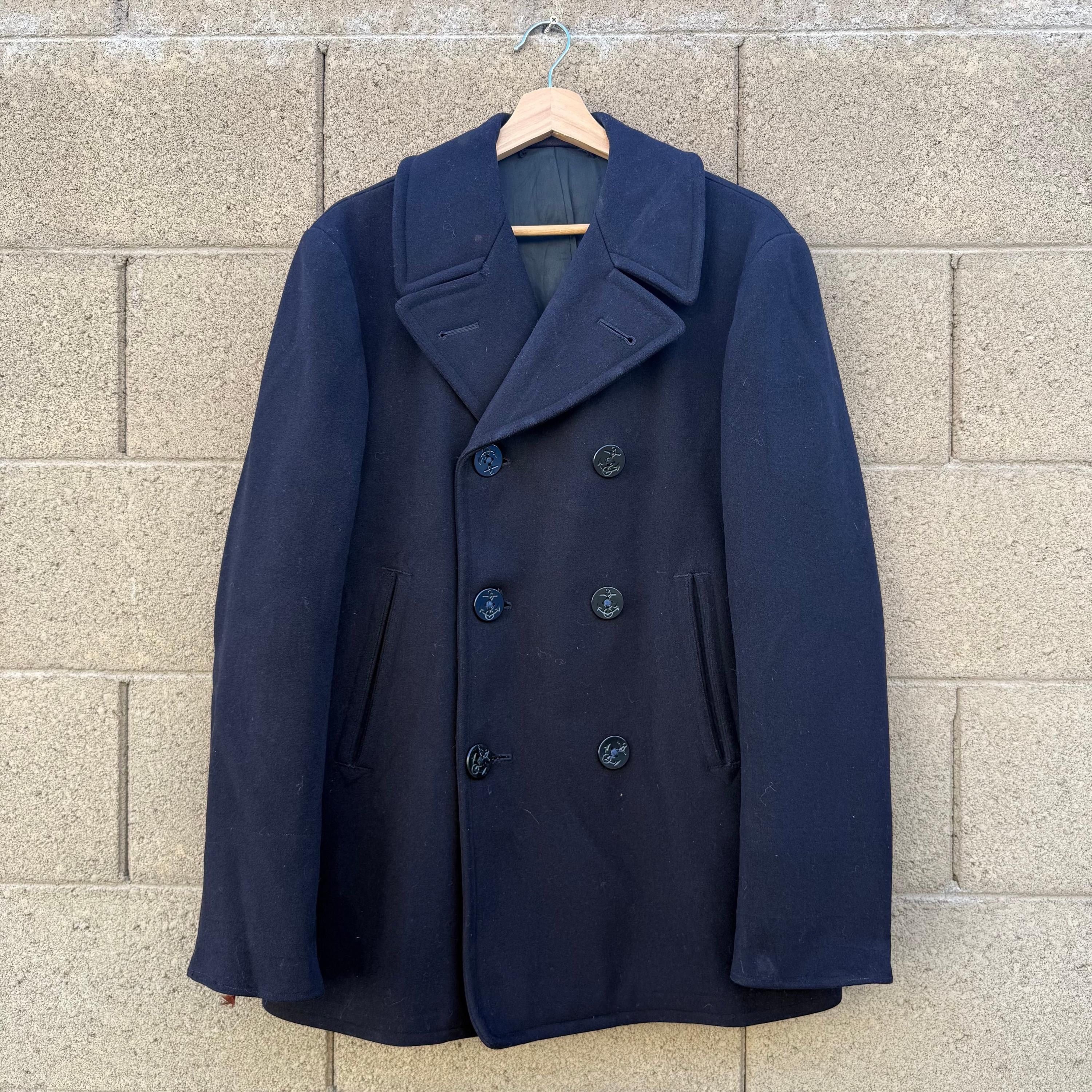 Vintage 40's USN Navy Wool Peacoat Dress Jacket Size US S / EU 44-46 / 1 - 1 Thumbnail