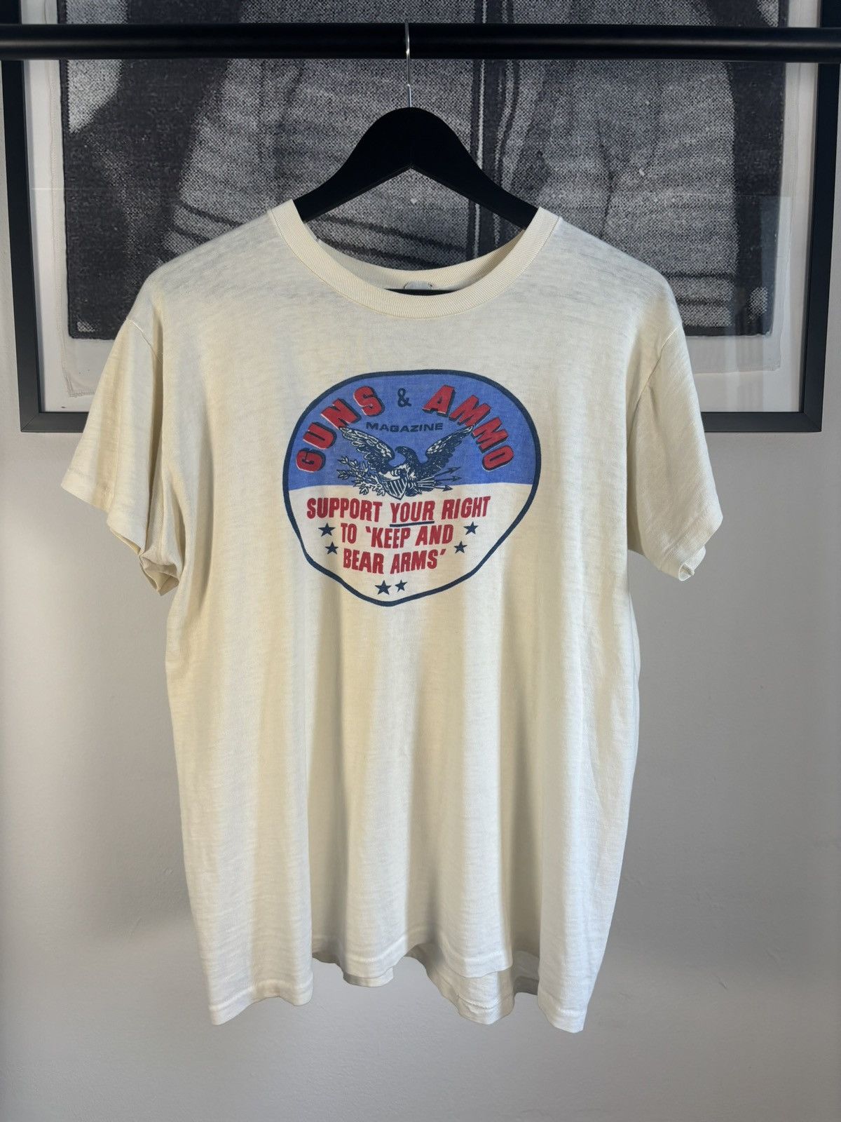 Vintage 🚭VINTAGE GRAIL🚭1950s “AMMO & GUNS” SEMI-SHEER TEE Size US L / EU 52-54 / 3 - 1 Thumbnail