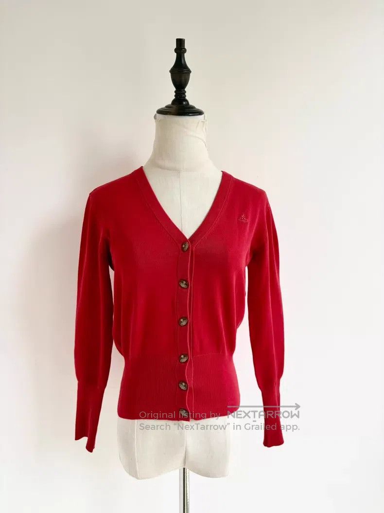 Vivienne Westwood Vivienne Westwood Red V-Neck Knit Sweater Size L / US 10 / IT 46 - 1 Thumbnail
