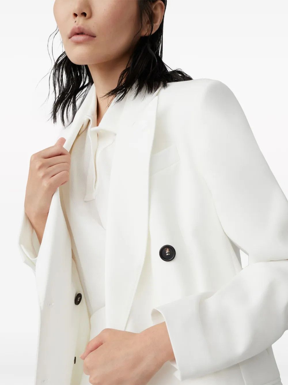 Brunello Cucinelli o1w1db10825 Woven Jacket Wool in Open White Size L / US 10 / IT 46 - 6 Thumbnail