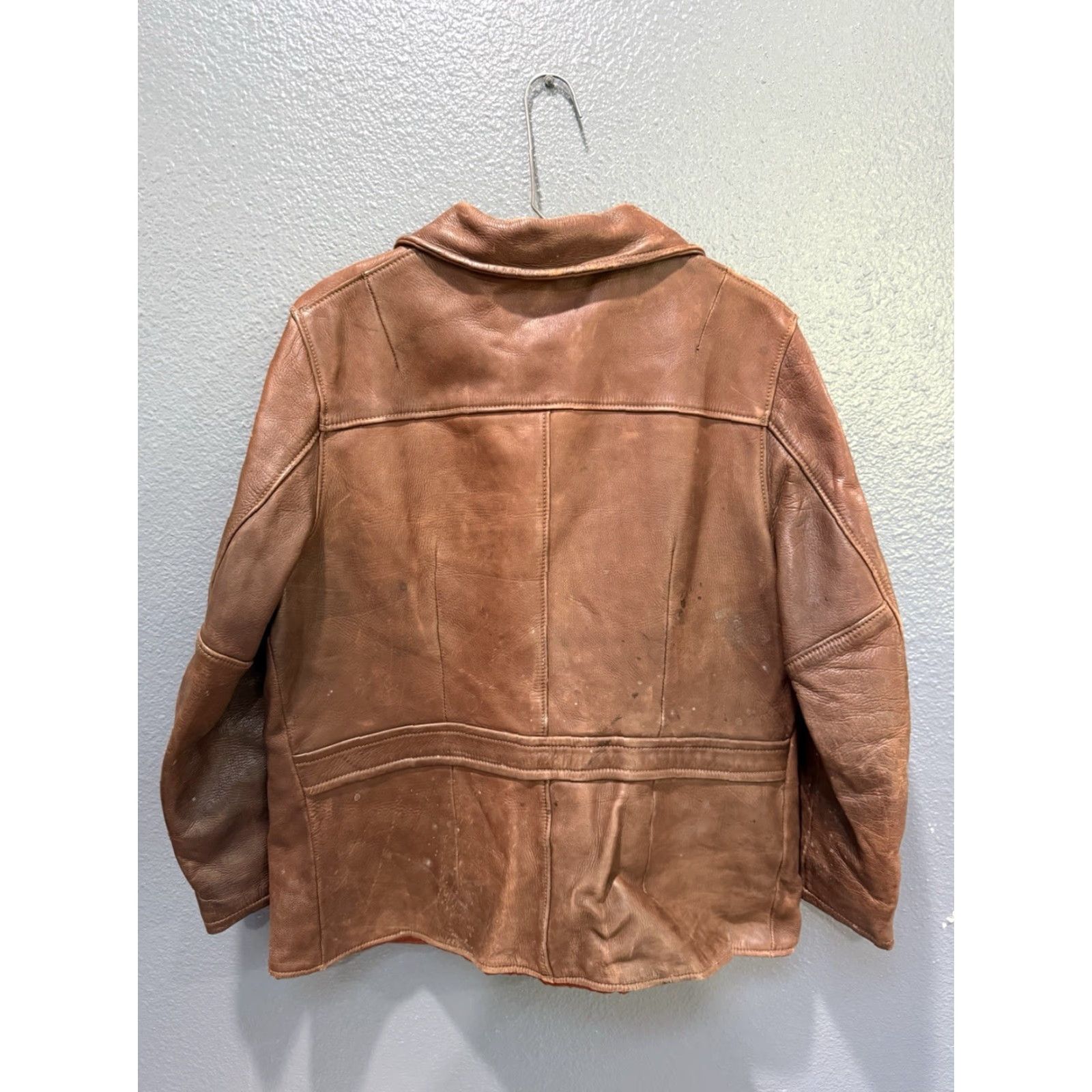 Vintage VINTAGE Uber Leather Jacket Men’s S Brown Zip 60s/60’s Leather Buckskin Style Jacket Mens S Size Brown Clothing Jacket Size US S / EU 44-46 / 1 - 7 Thumbnail