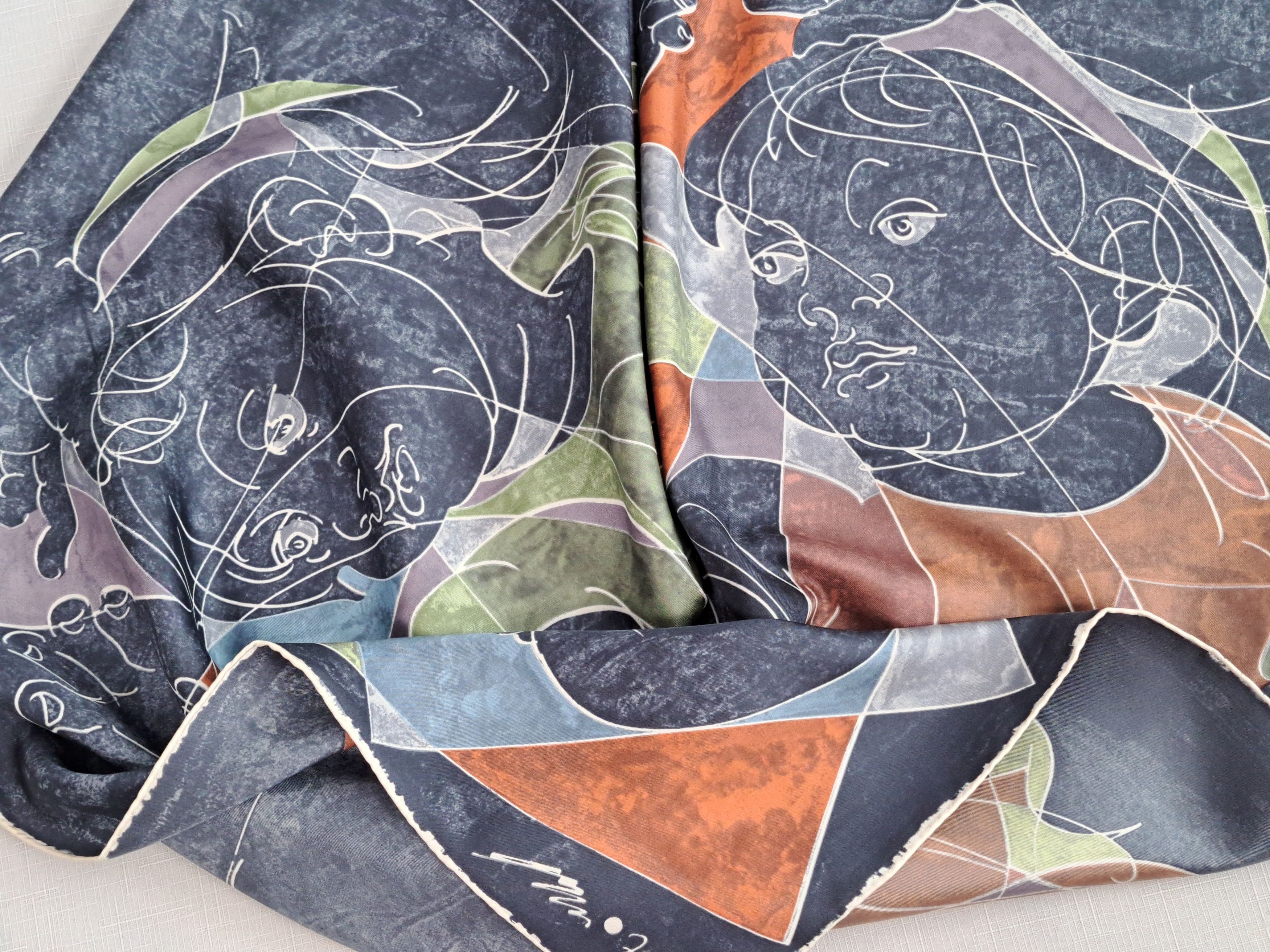 Designer × Vintage HANS ERNI "Children's Dance" 1979 vintage silk scarf. Size ONE SIZE - 5 Thumbnail