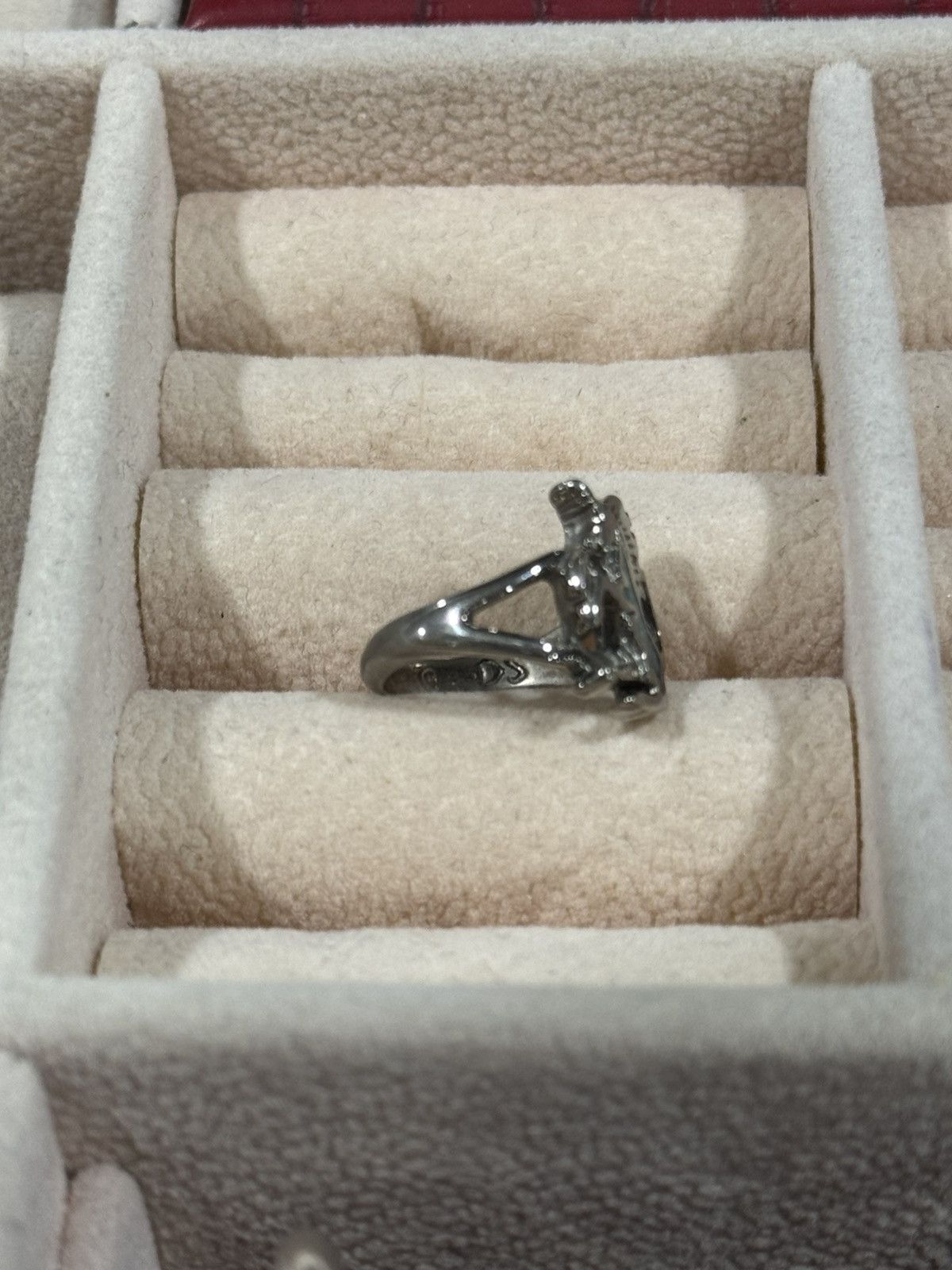 Sterling Silver Vintage 80s Brutalist Sterling Silver Turquoise Inlay Ring Size ONE SIZE - 2 Thumbnail