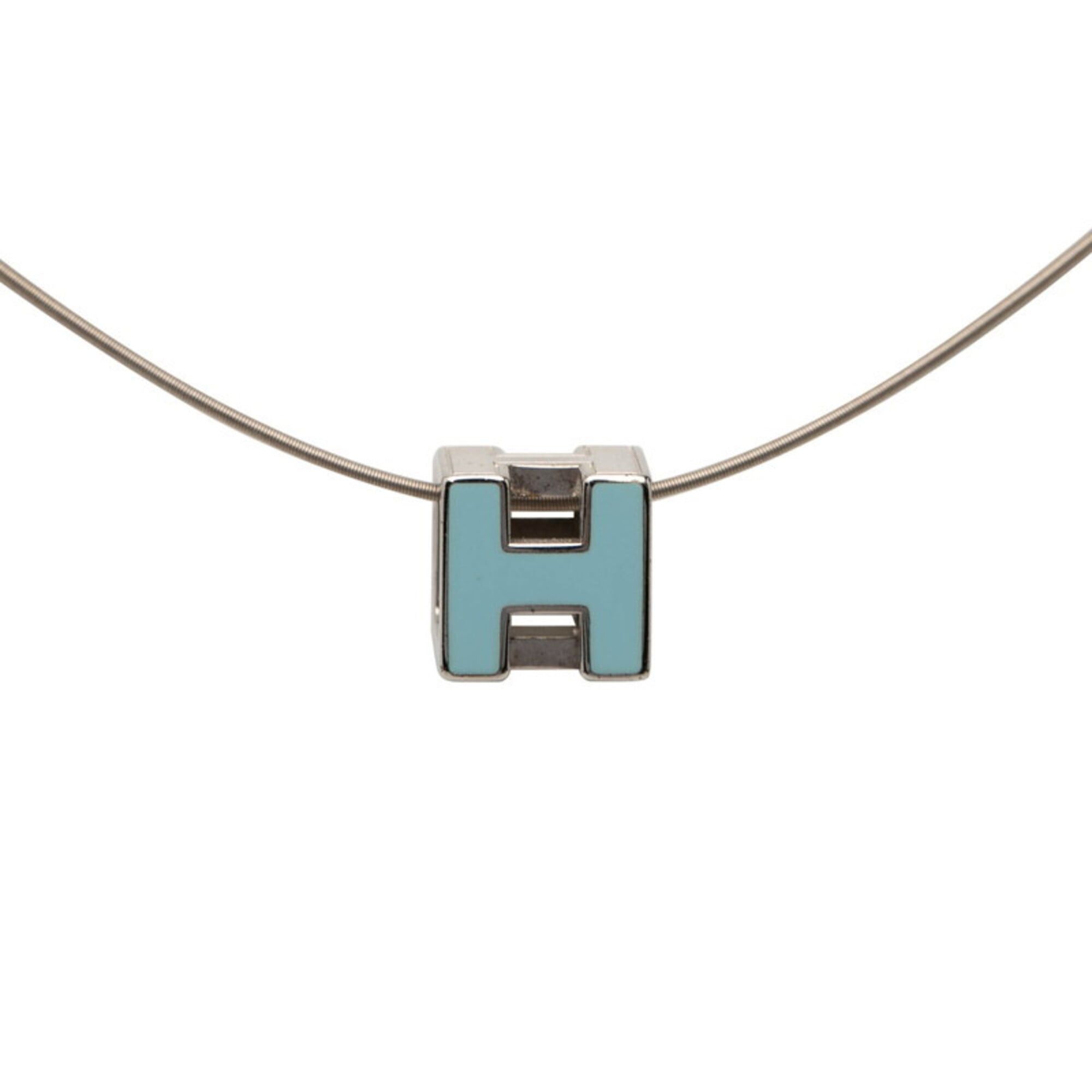 Hermes Hermes Cage d'H H-Cube Necklace, Silver and Light Blue Metal, Women's HERMES Size ONE SIZE - 1 Thumbnail