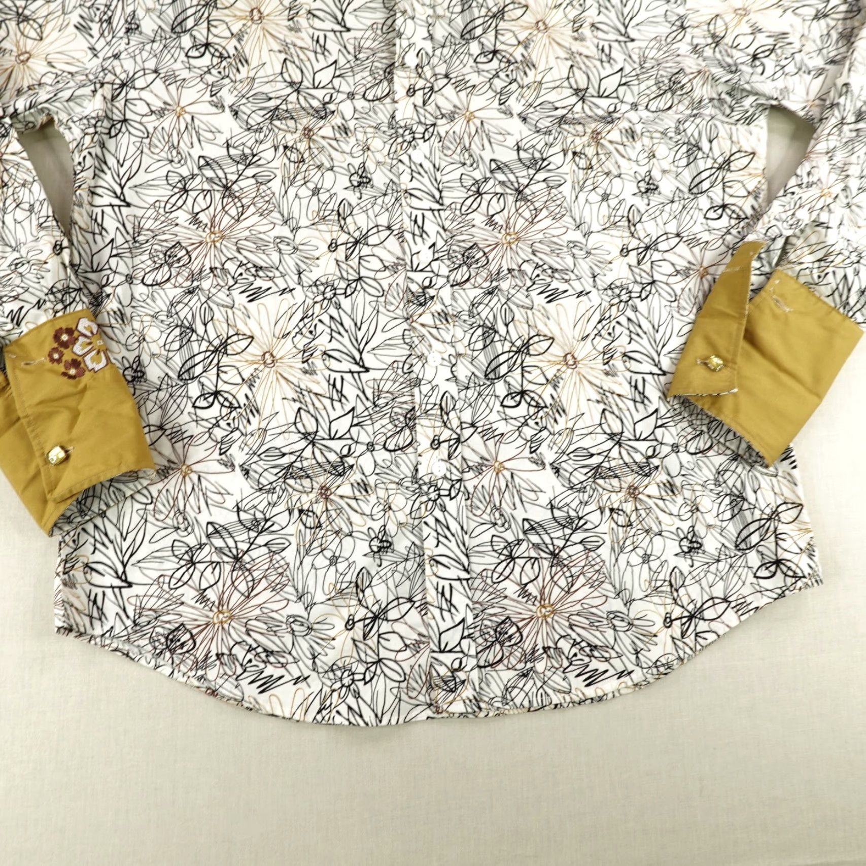 BUGATCHI VINTAGE Bugatchi Uomo Shirt Mens Medium Brown Floral Button-Up Long Sleeve Casual Wedding Size US M / EU 48-50 / 2 - 3 Thumbnail