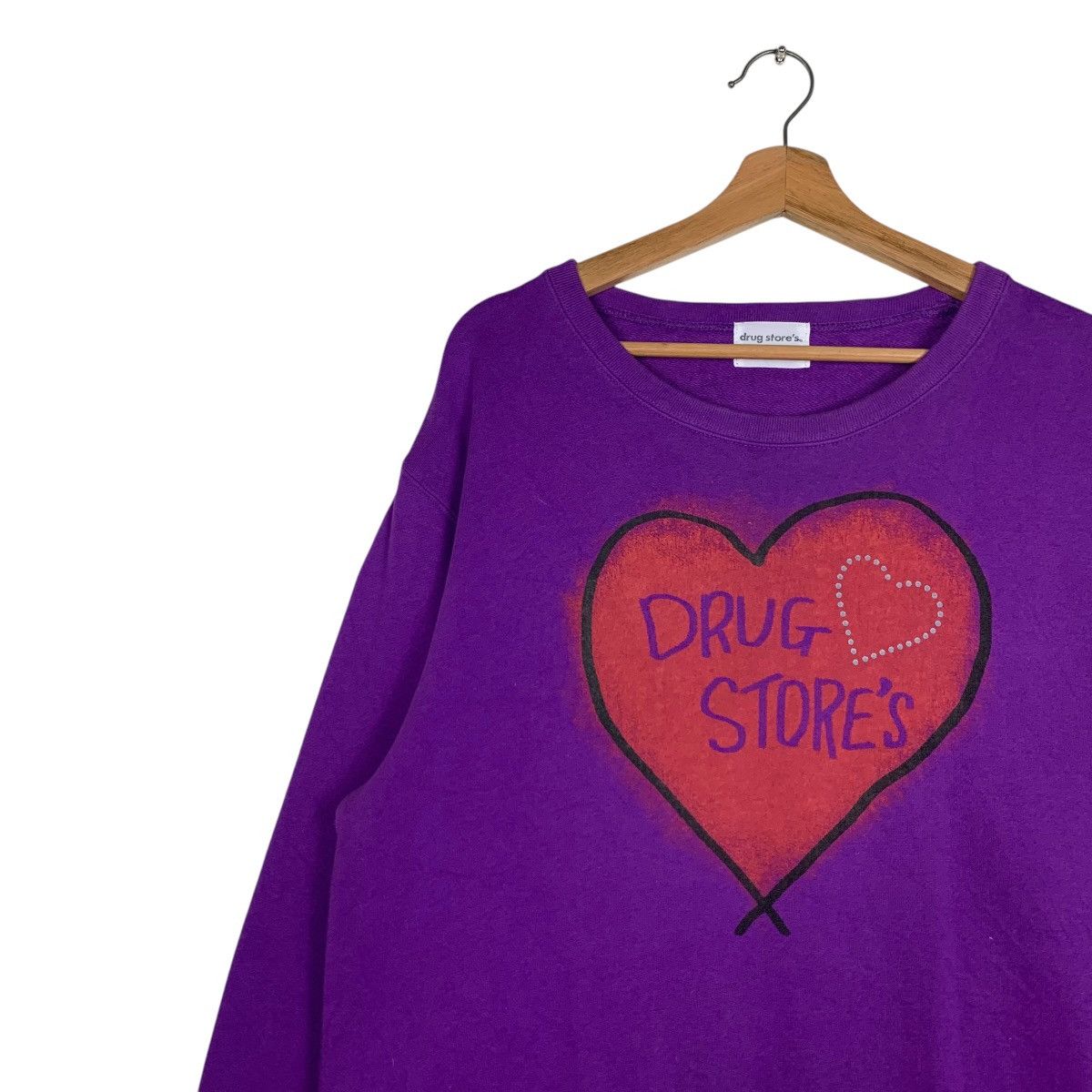 Japanese Brand DRUG STORE’S Girl Love Graphics Purple Sweatshirt #1466-C66 Size ONE SIZE - 6 Thumbnail