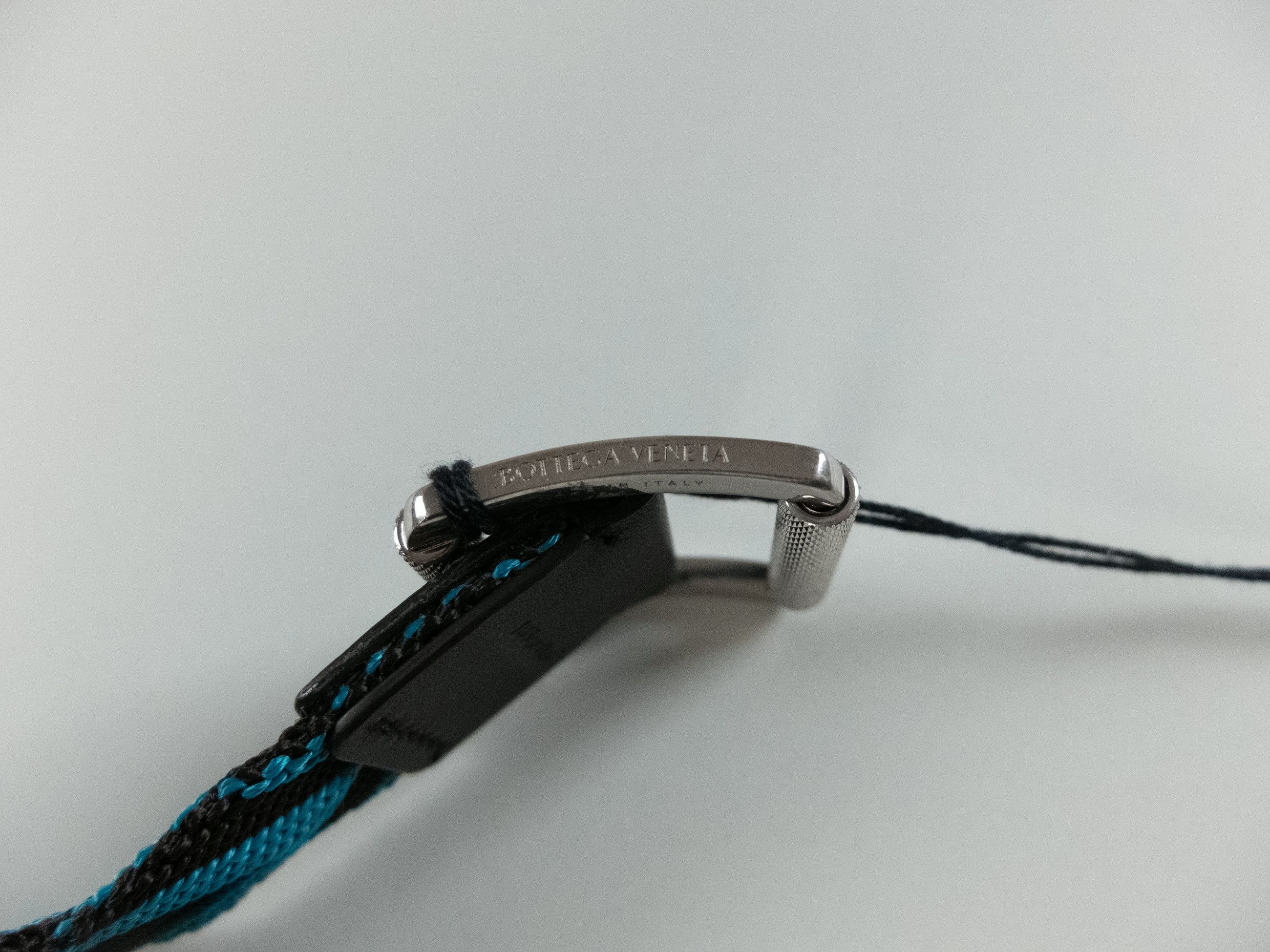 Bottega Veneta BOTTEGA VENETA fondant & blue chevron woven fabric belt 105 Size 40 - 6 Thumbnail