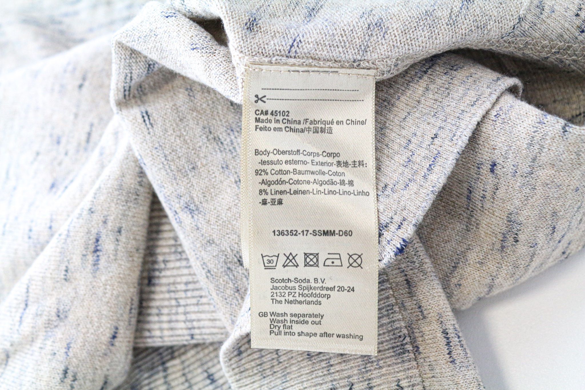 Scotch & Soda AMS COUTURE 2XL Grey Cotton Linen Sweatshirt 75109 Size US XXL / EU 58 / 5 - 6 Thumbnail