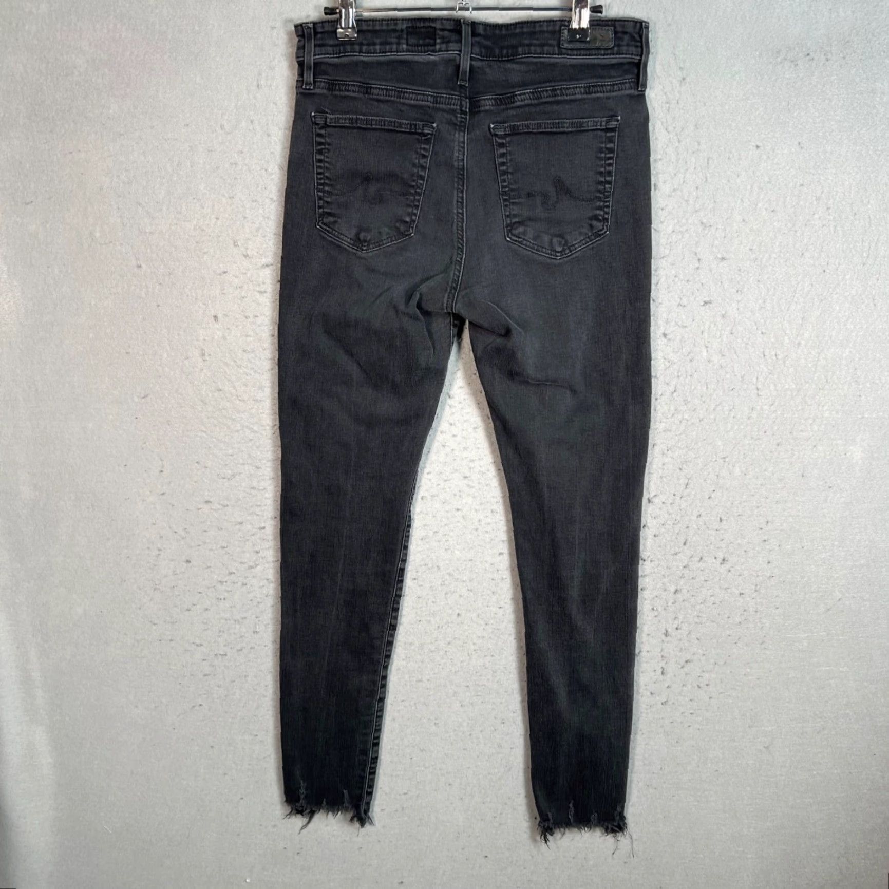 Farah AG Adriano Goldschmied The Farrah Skinny Ankle Jeans High-Rise Raw Hem Black 29R Size 29" - 2 Thumbnail
