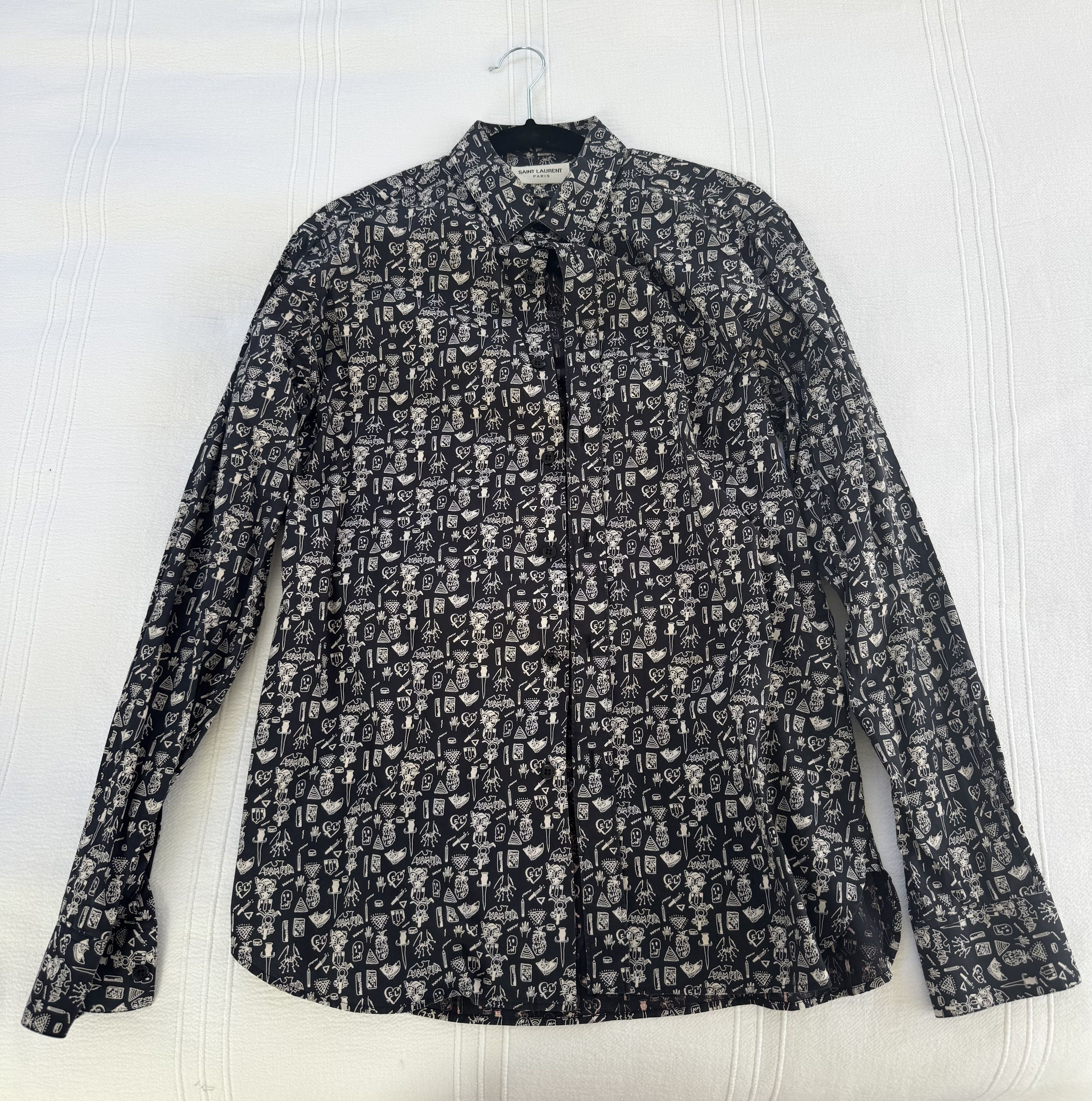 Saint Laurent Paris Saint Laurent Cotton Graffiti Shirt Size US M / EU 48-50 / 2 - 1 Thumbnail