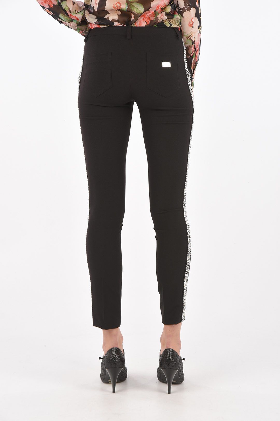 Philipp Plein og1mm0824 Jewel Side Band Pants in Black Size 28" / US 6 / IT 42 - 2 Thumbnail
