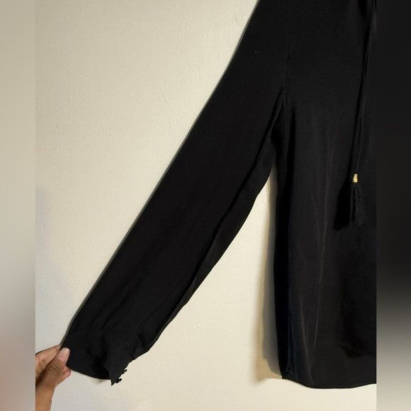 Equipment Equipment Femme Black Silk Long Sleeve Tassel Blouse Size S Size S / US 4 / IT 40 - 3 Thumbnail