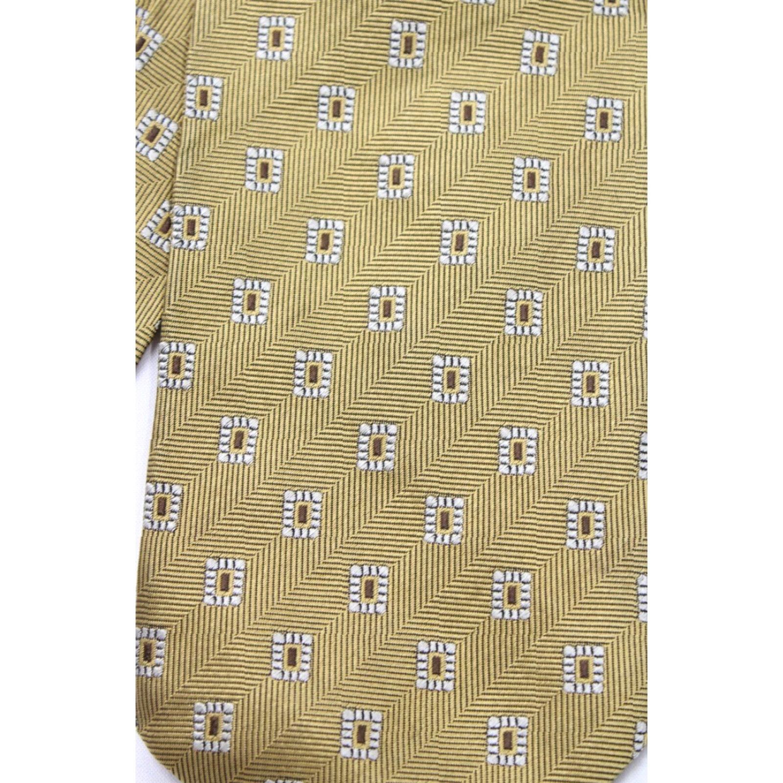 Robert Talbott Robert Talbott Silk Necktie Mens Gold Geometric Small Squares Office Stylish USA Size ONE SIZE - 4 Thumbnail