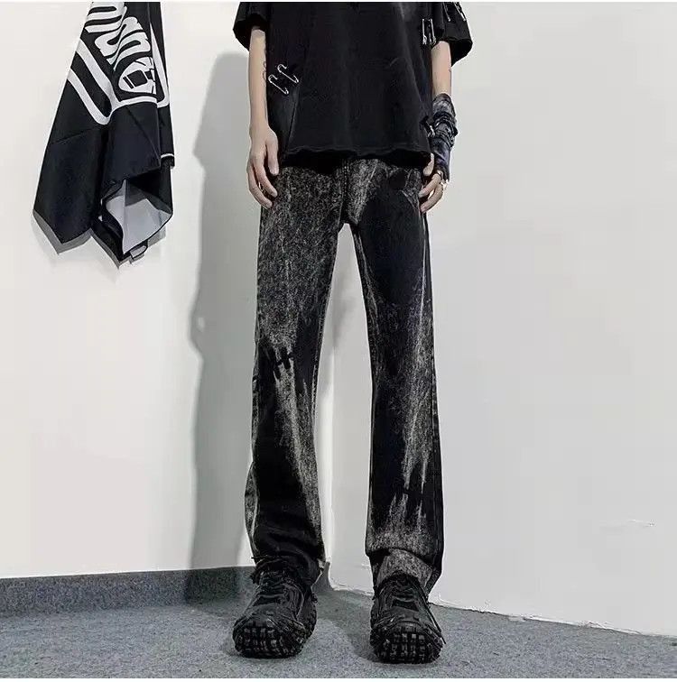 Japanese Brand Retro casual tie dyed raw edge jeans Size US 30 / EU 46 - 2 Thumbnail