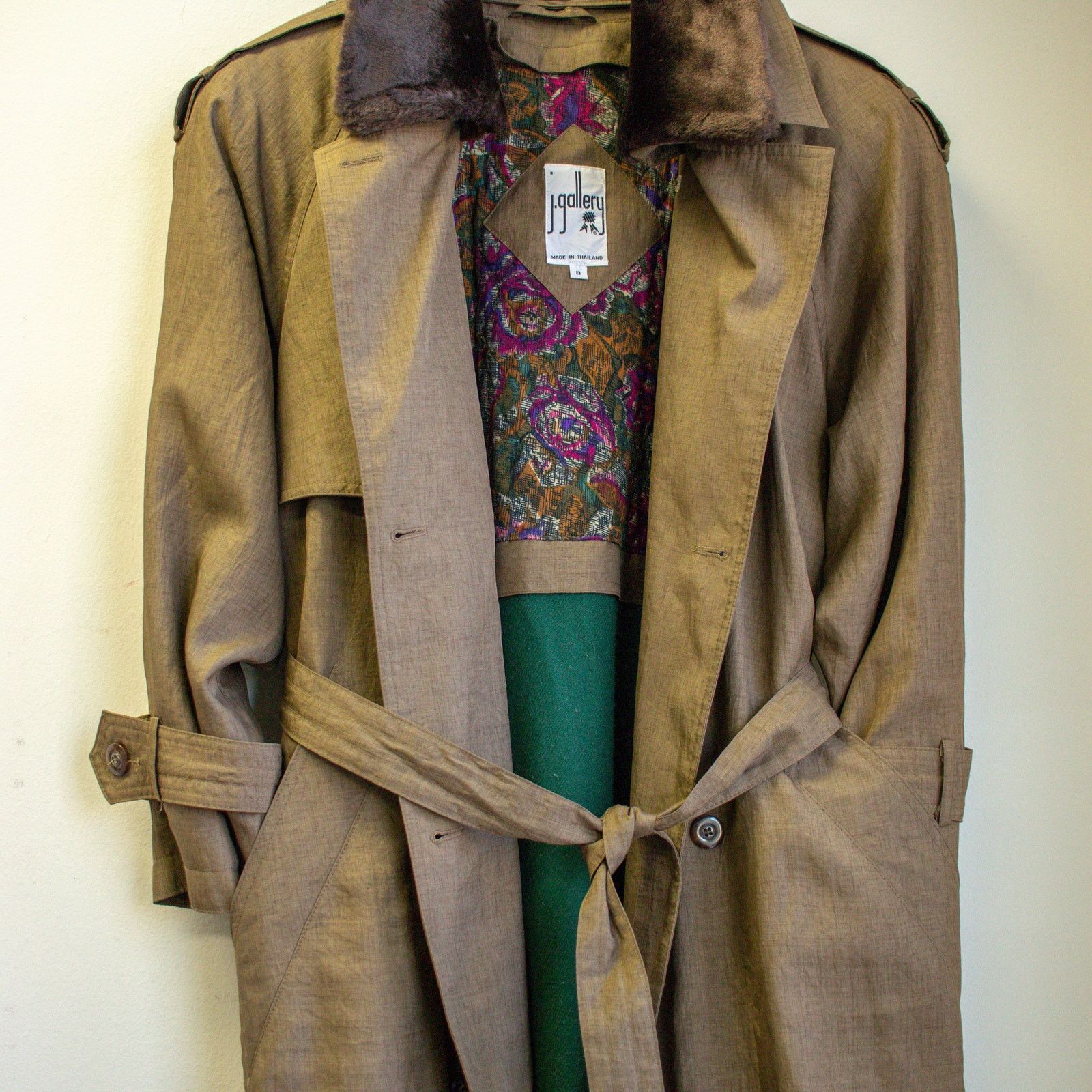 Vintage J. Gallery Greenish Fully LinedTrench Coat Size 8 Size M / US 6-8 / IT 42-44 - 7 Thumbnail