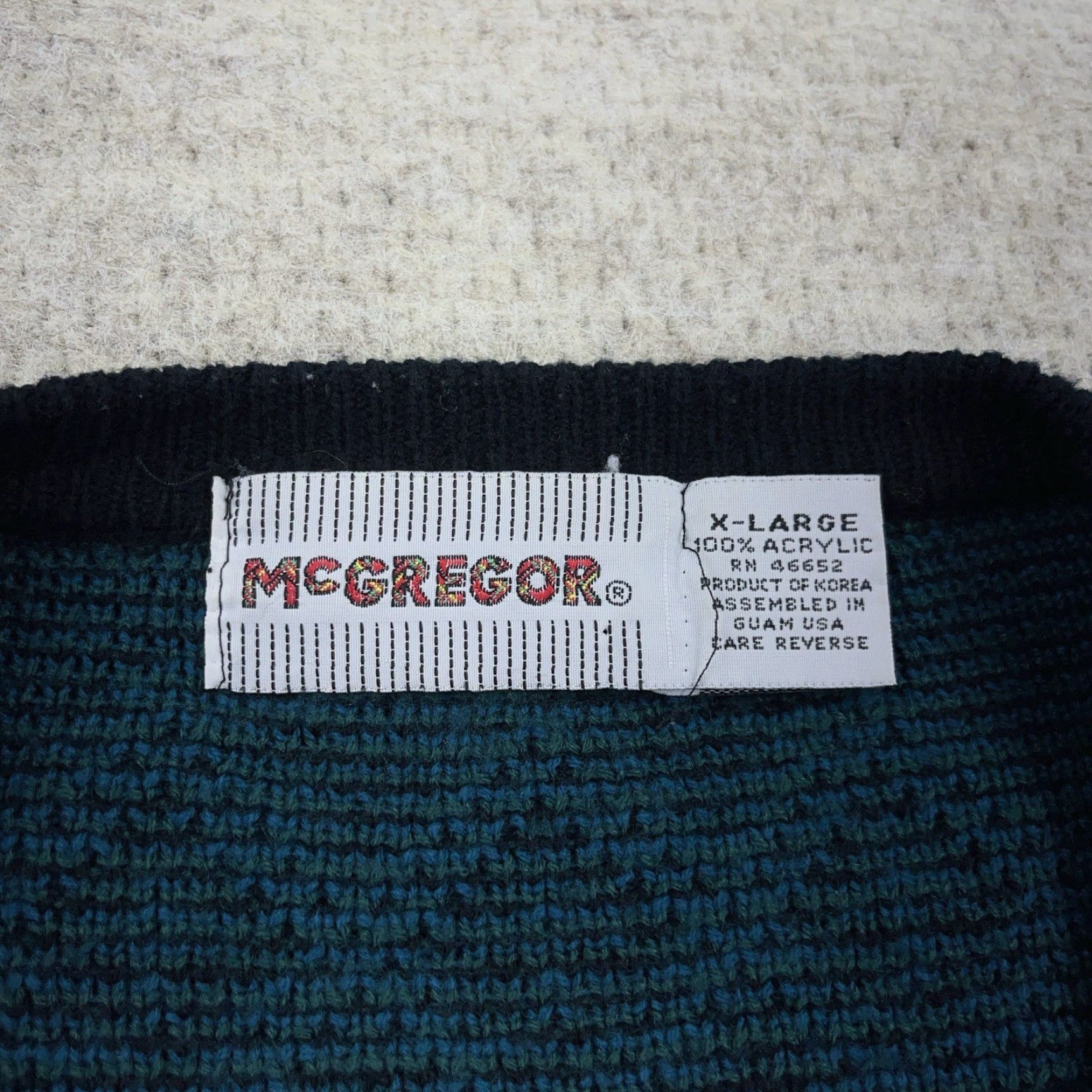 McGregor VINTAGE McGregor Cardigan Sweater Men XL Black Green Knit 80s 90s Biggie Cosby Size US XL / EU 56 / 4 - 3 Thumbnail