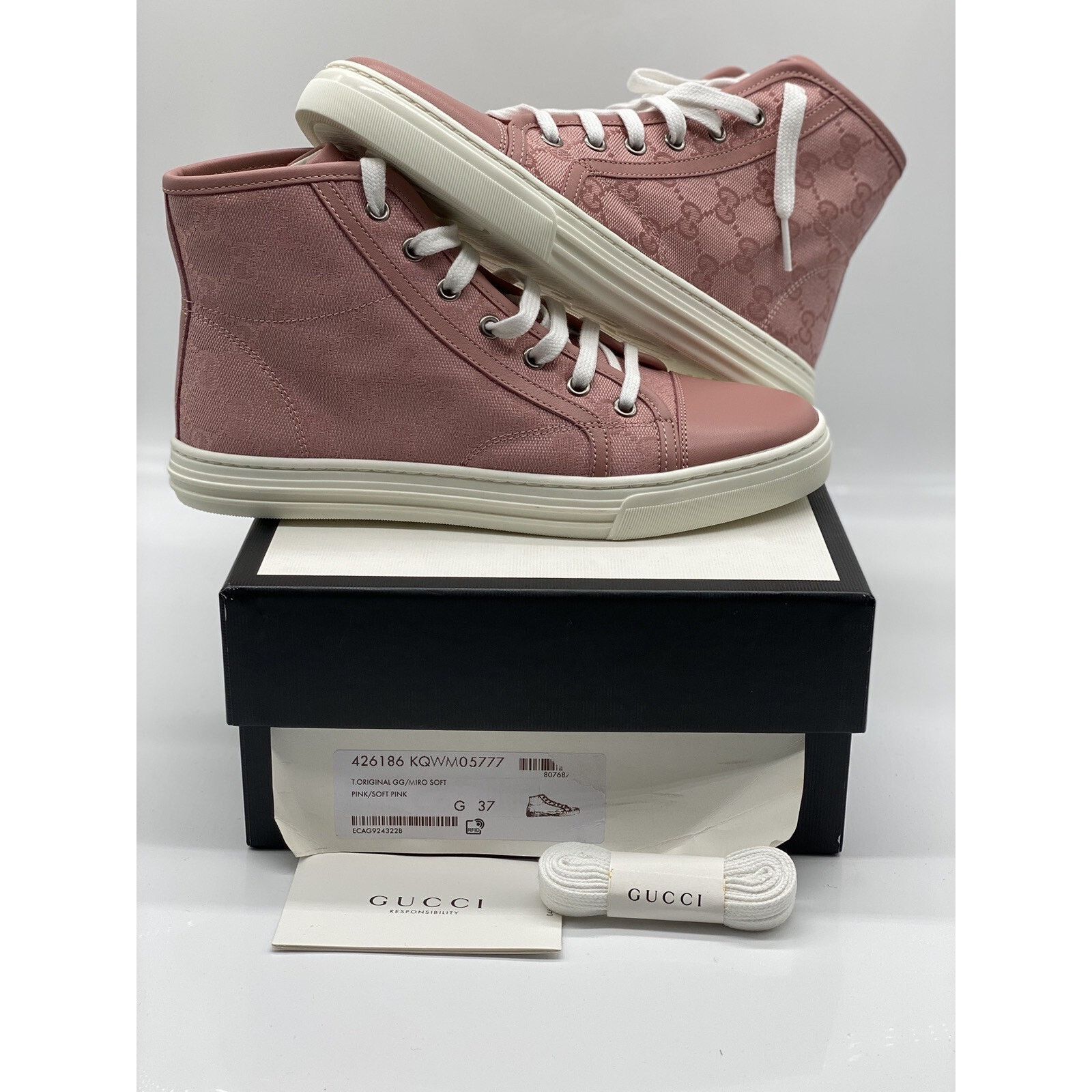 Gucci Gucci GG Canvas “Soft Pink” High-Top Sneakers Size 7.5 US Size US 7.5 / IT 37.5 - 5 Thumbnail