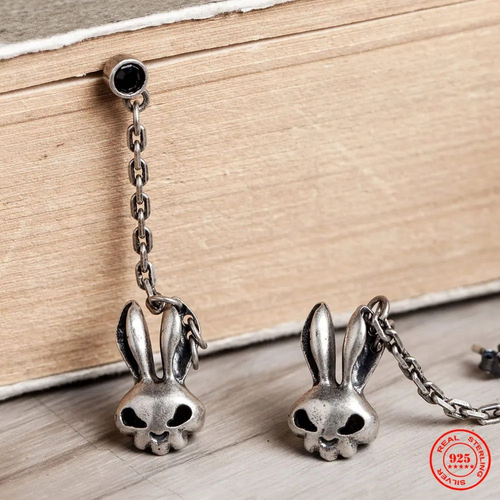 Jewelry Rabbit Skull Drop Earrings 925 Sterling Silver Ear Gift Size ONE SIZE - 2 Thumbnail
