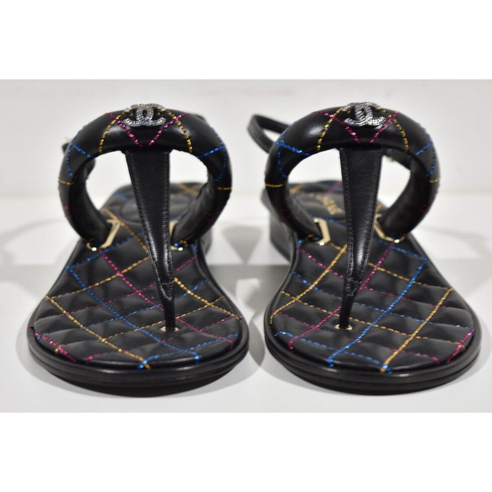Chanel Chanel 21K Black Multicolor Leather CC Logo Mule Slide Flat Size US 7.5 / IT 37.5 - 6 Thumbnail