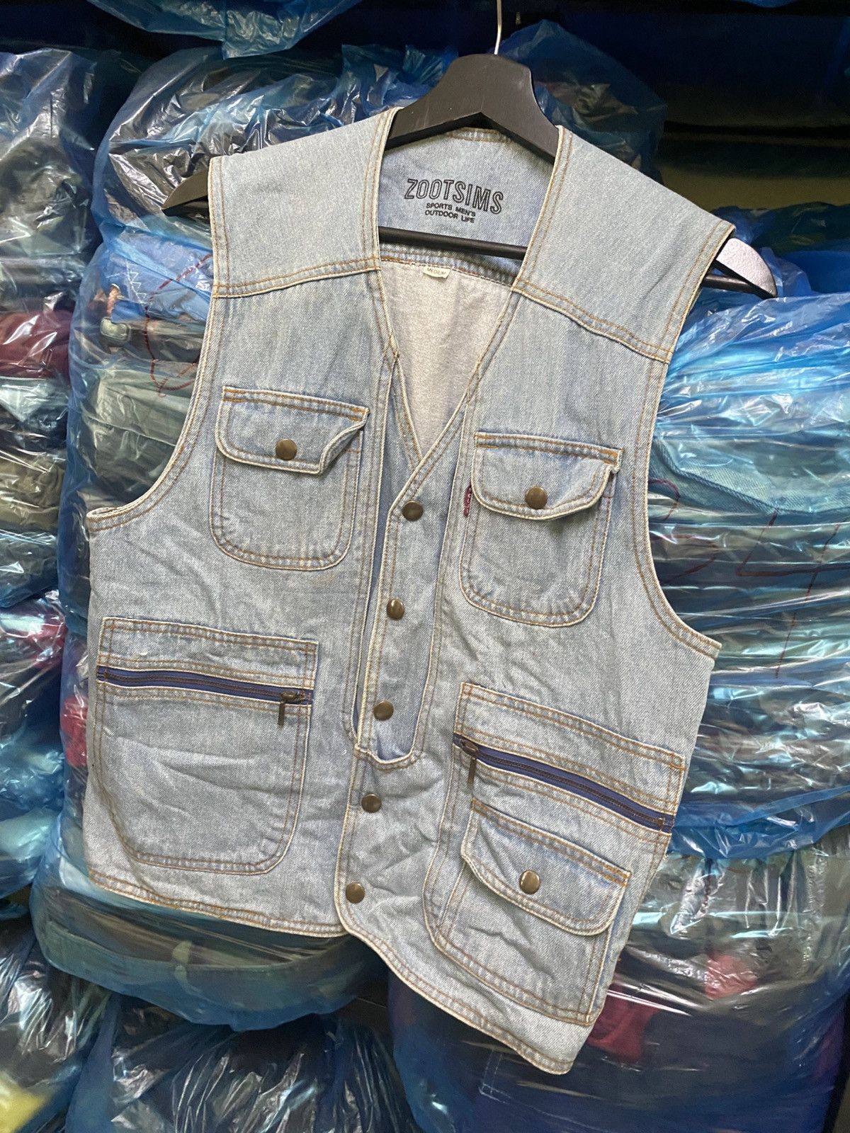 Vintage Vintage Zootsims Outdoor Sport Denim Utility Vest Light Blue Size US M / EU 48-50 / 2 - 4 Thumbnail