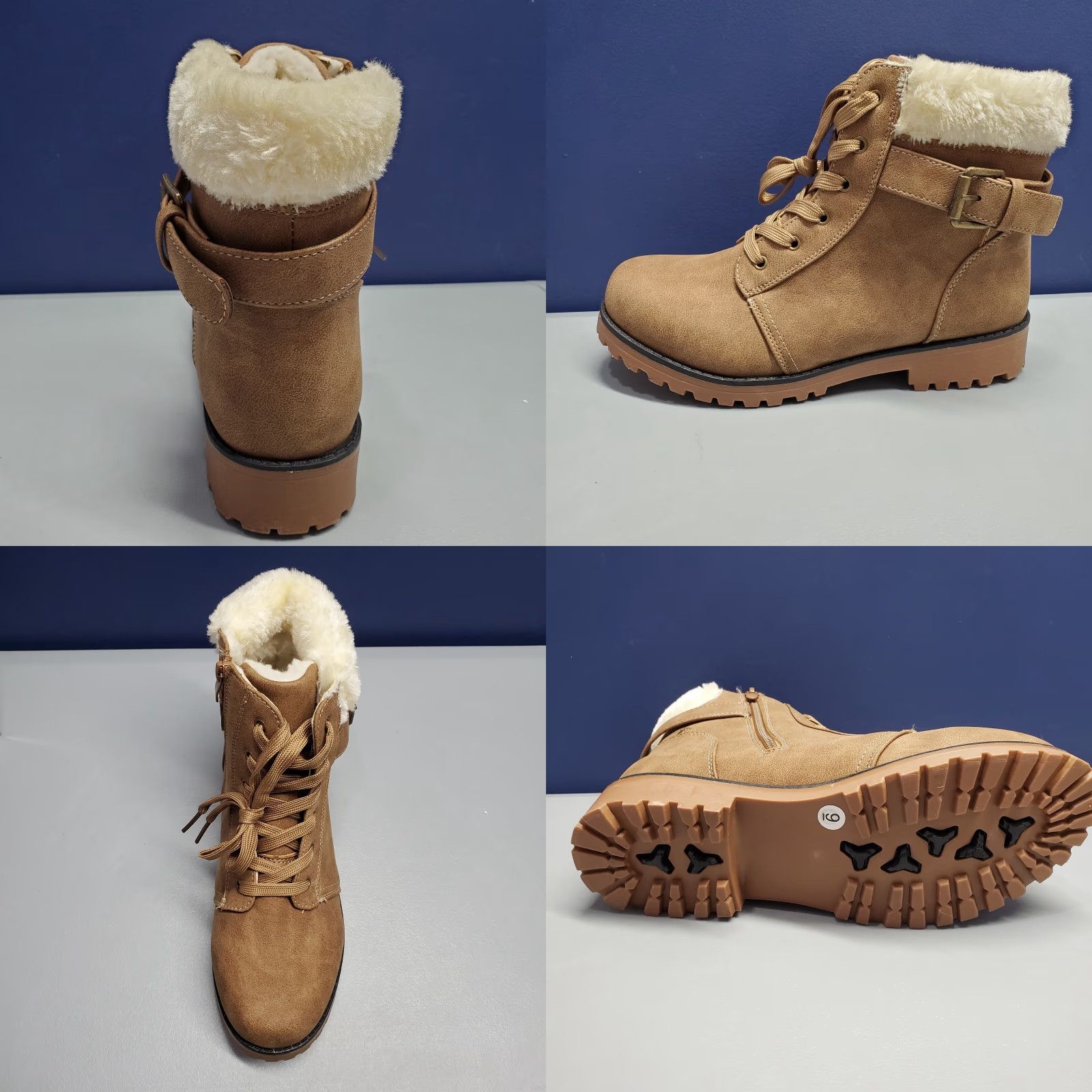 Vintage LAMO Winter Boots Womens Size 9 Brown Faux Fur Side Zipper Lace Up AW1765 Size US 9 / IT 39 - 9 Thumbnail