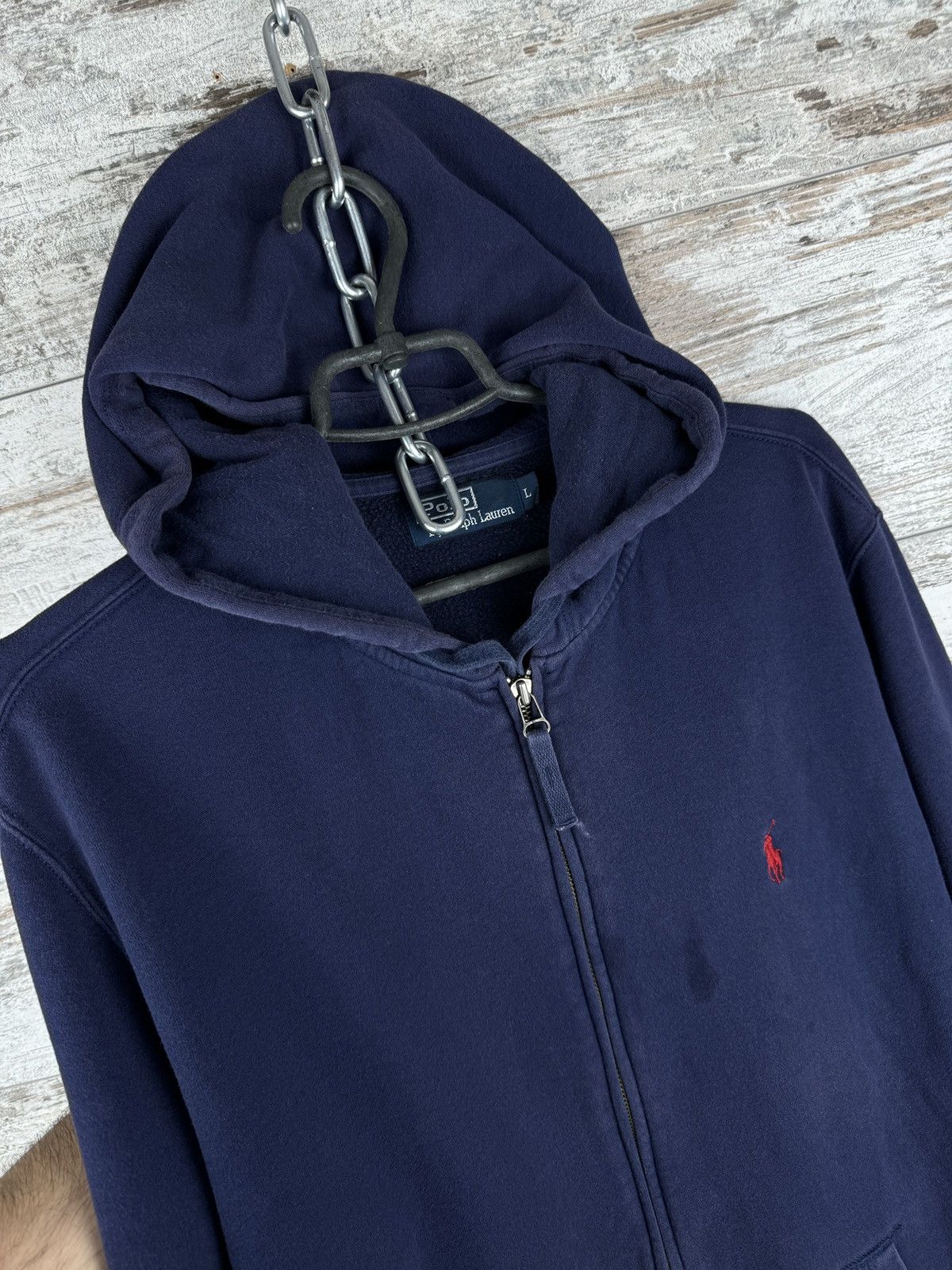 Polo Ralph Lauren × Vintage Mens Vintage Polo Ralph Lauren distressed zip hoodie y2k OG Size US L / EU 52-54 / 3 - 6 Thumbnail