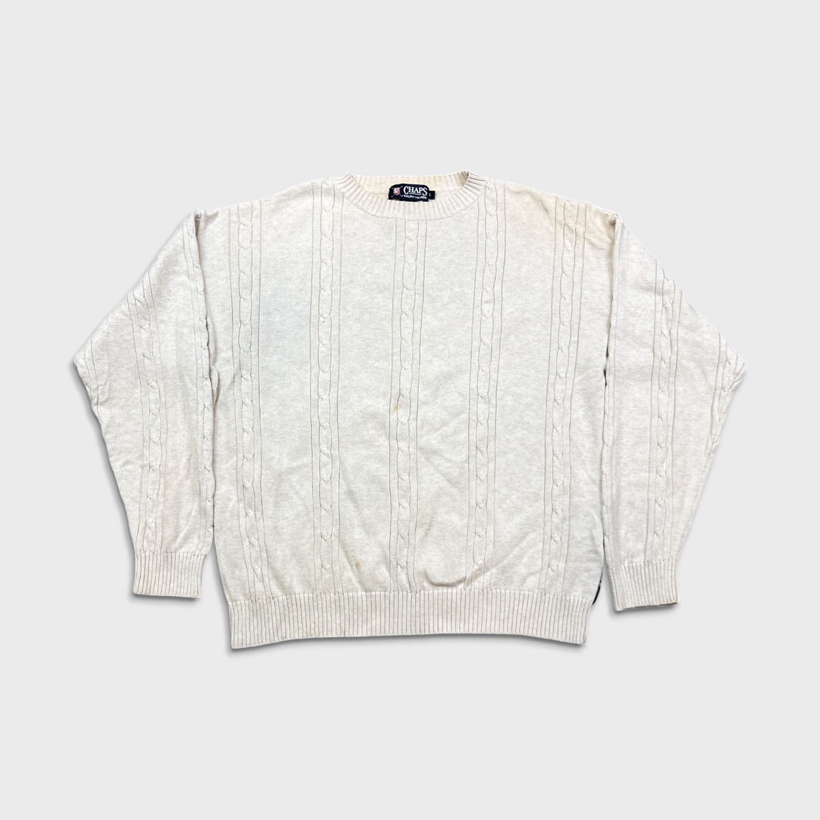 Chaps Ralph Lauren × Polo Ralph Lauren × Vintage Chaps Ralph Lauren Sweatshirt Medium Cable Knit 90s Sweater Size US M / EU 48-50 / 2 - 1 Thumbnail