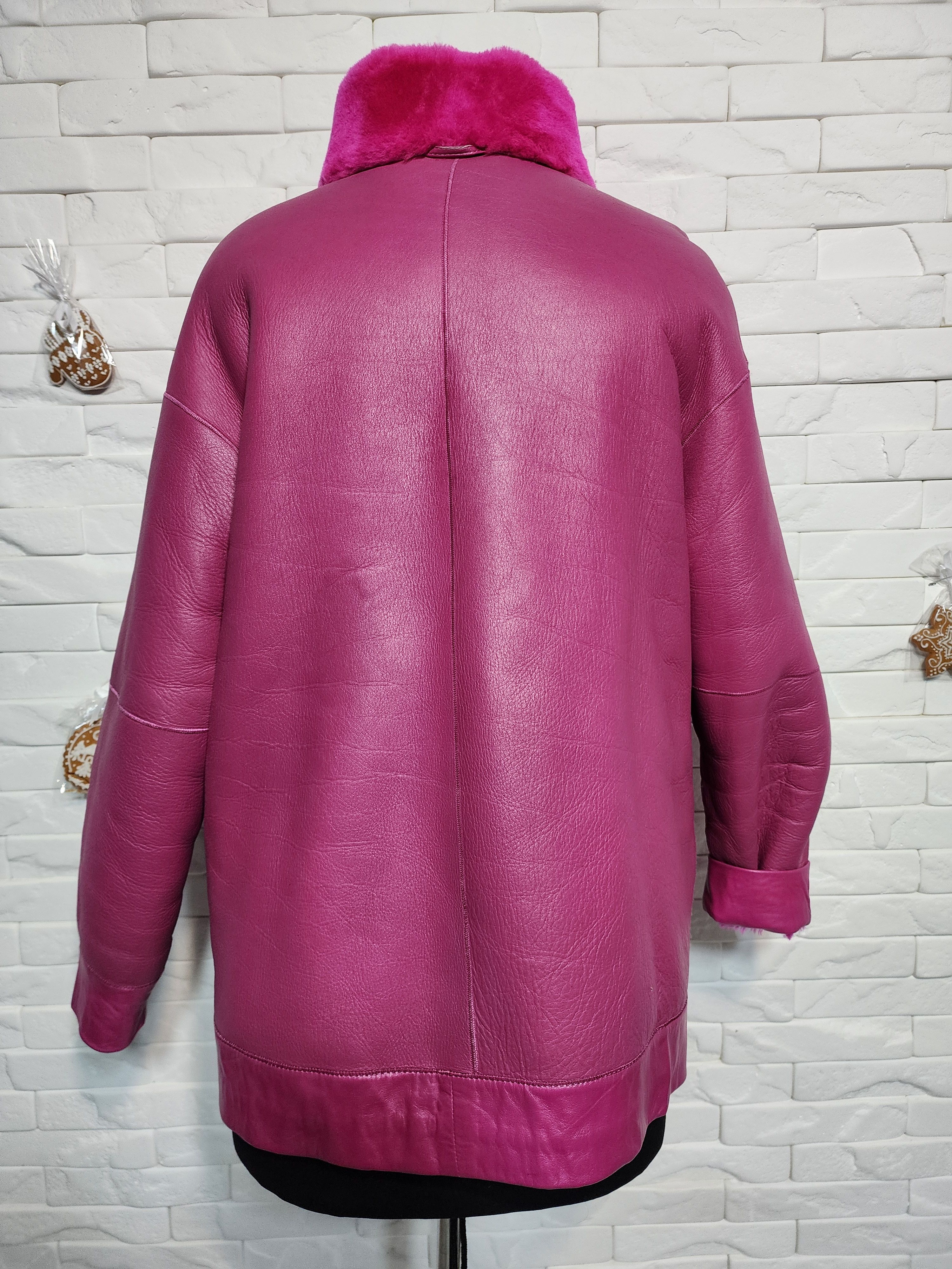 Furla Pink Women's Sheepskin Jacket: Genuine Fur Coat. Size L / US 10 / IT 46 - 2 Thumbnail