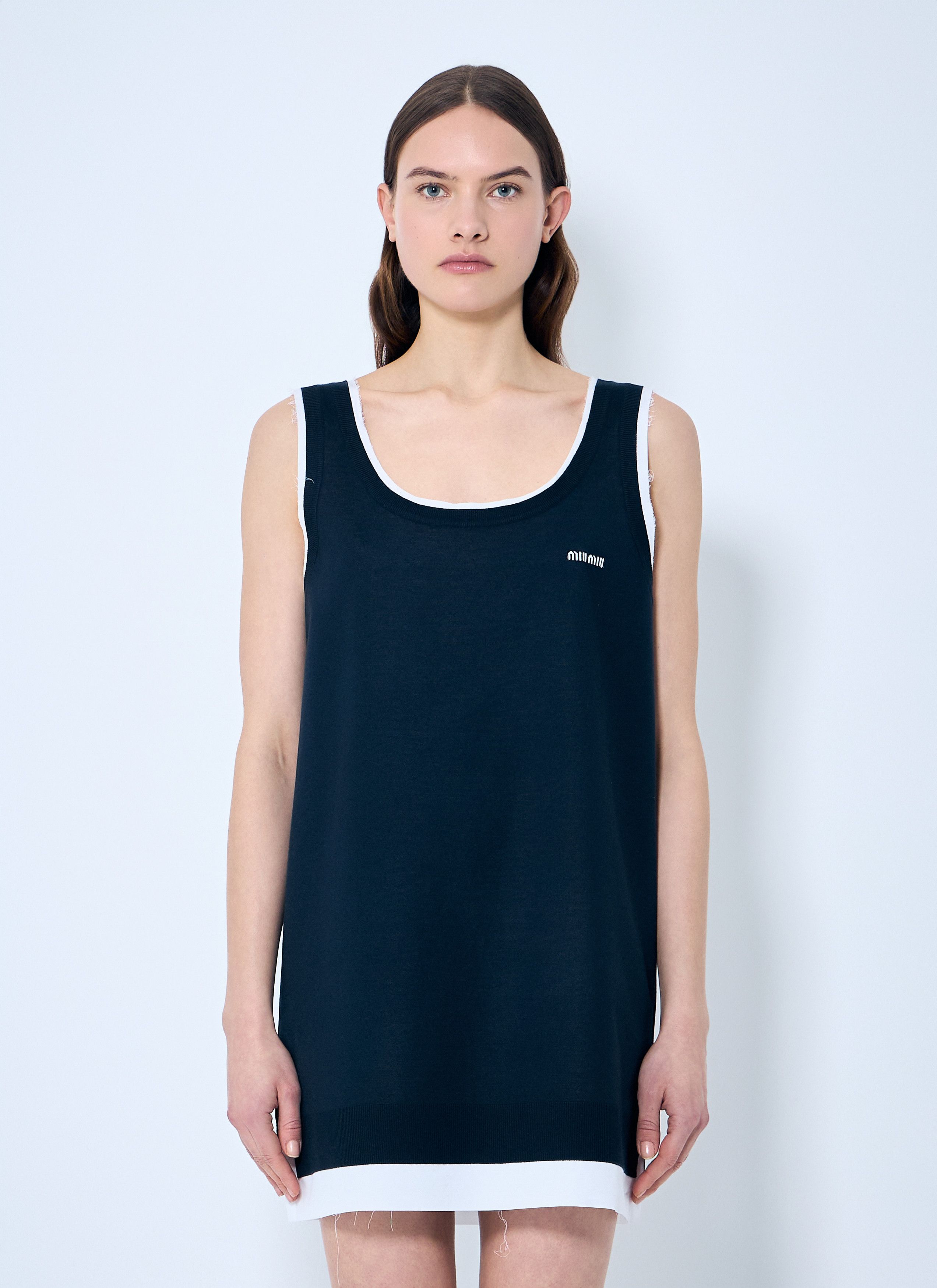Miu Miu Embroidered Wool Blend Mini Sweater Dress | Grailed