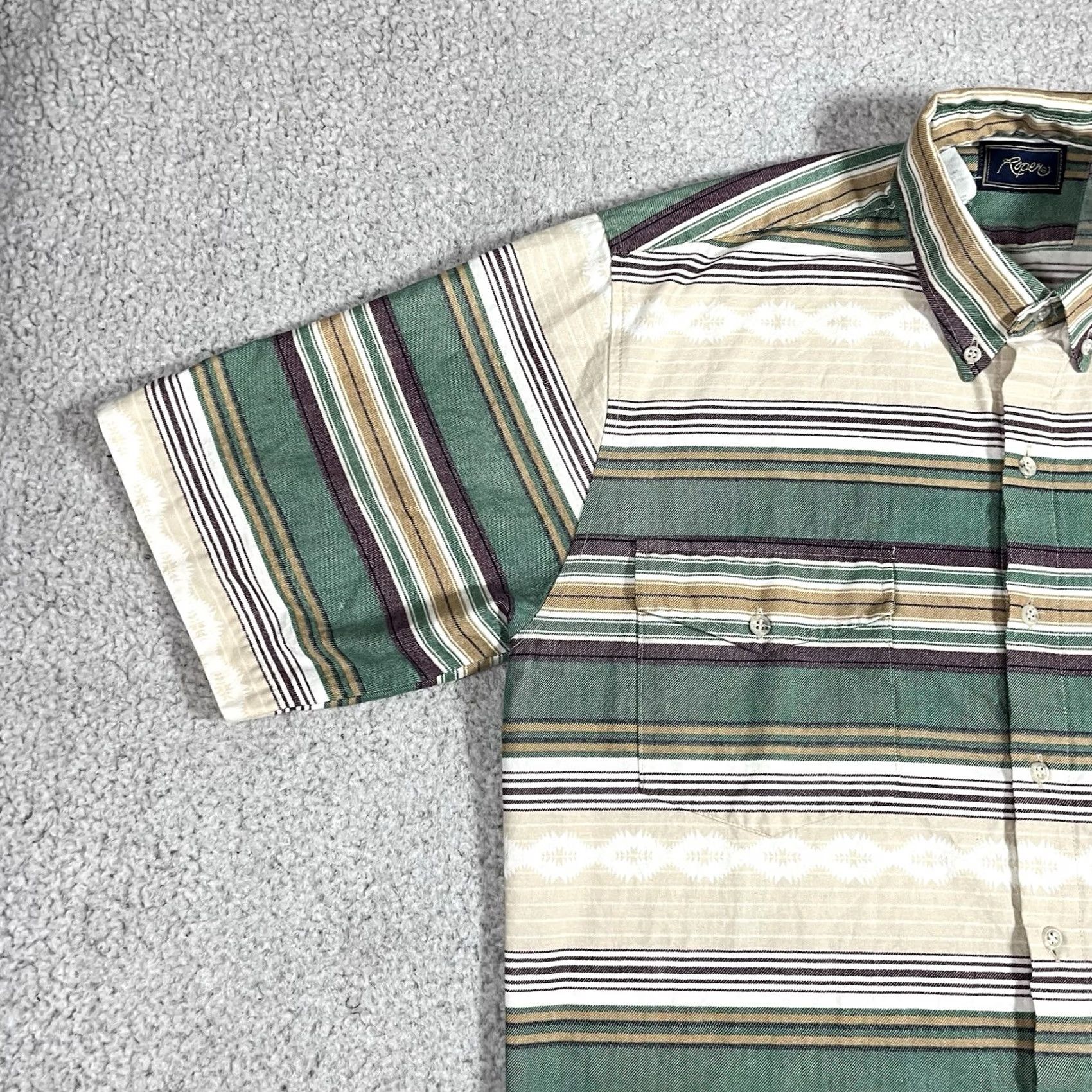 Roper Vintage Roper Shirt Mens L Western Aztec Stripe Cowboy Short Sleeve Button Down Size US L / EU 52-54 / 3 - 7 Thumbnail