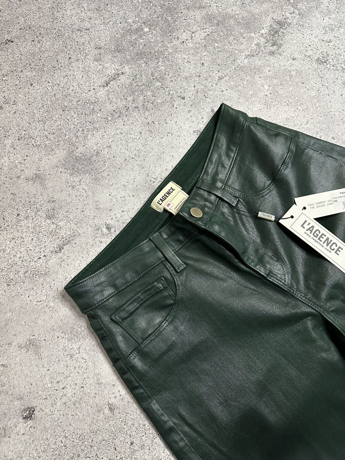 L'AGENCE RRP $320 L’agence Wanda Forest Coated Wide Leg Crop Pants Size 26" / US 2 / IT 38 - 7 Thumbnail