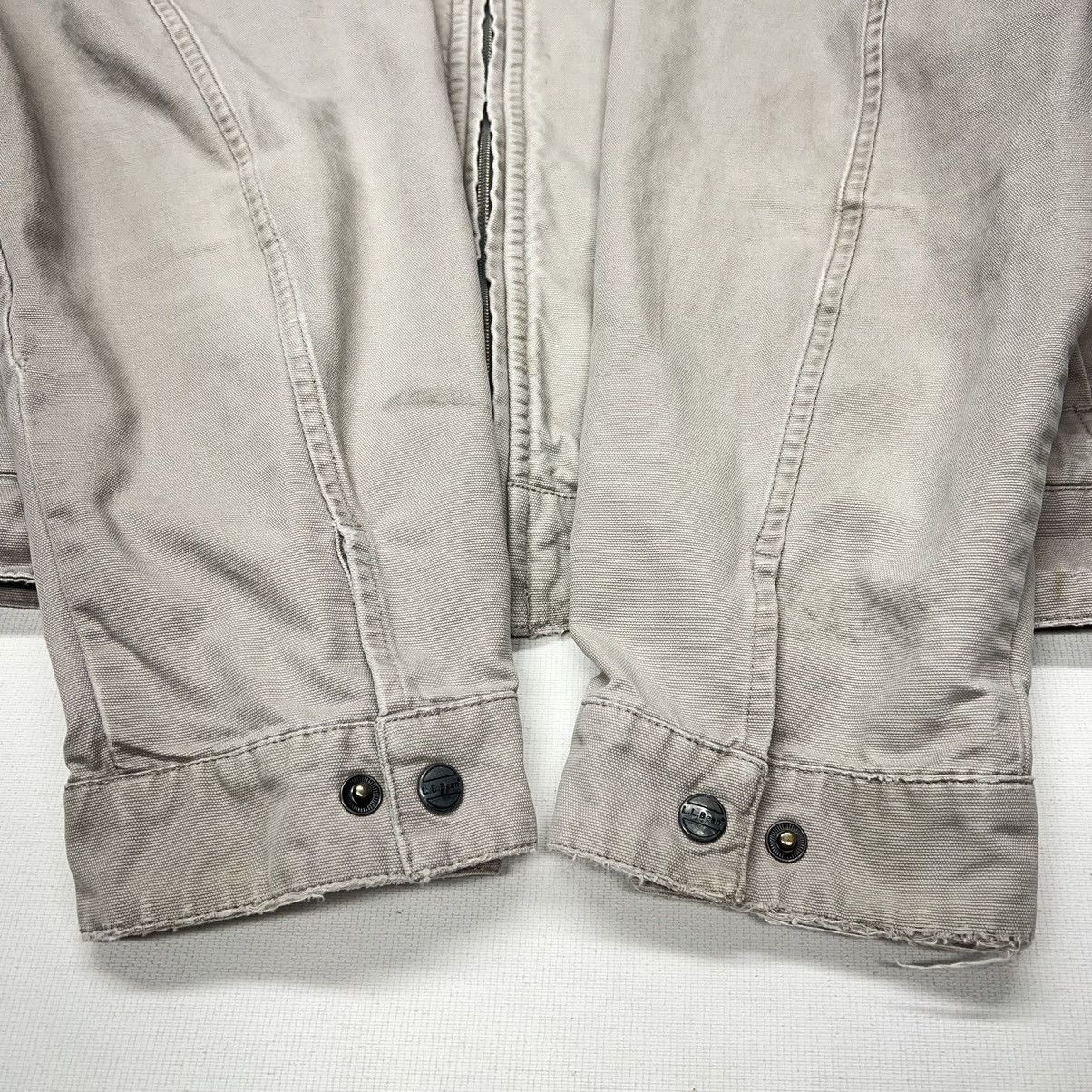 VTG LL Bean Jacket Beige Bomber Chore Canvas Full Zip