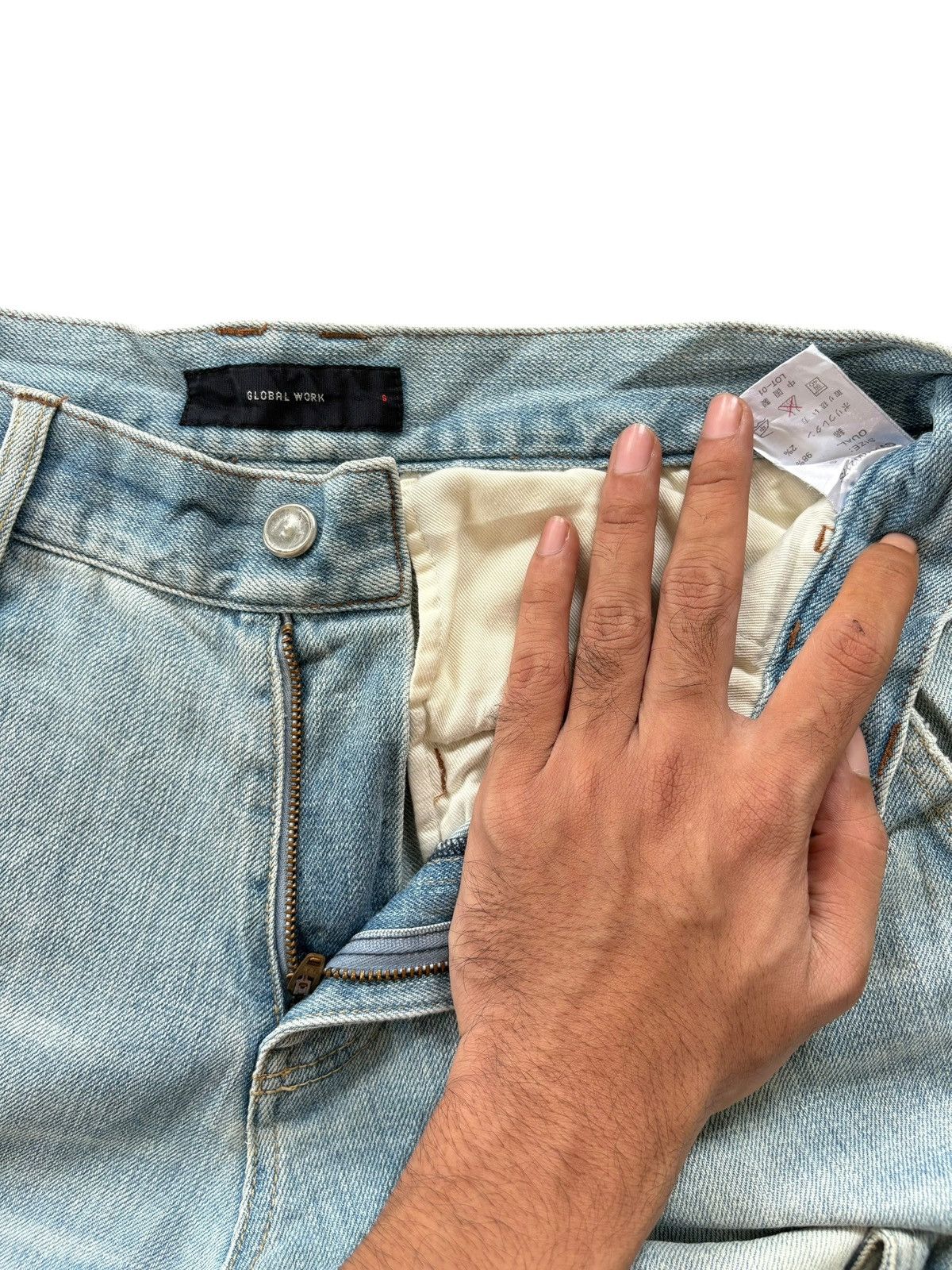 Global Work Vintage Japanese Brand Faded Wash Loose Cargo Jeans Size US 29 - 4 Thumbnail