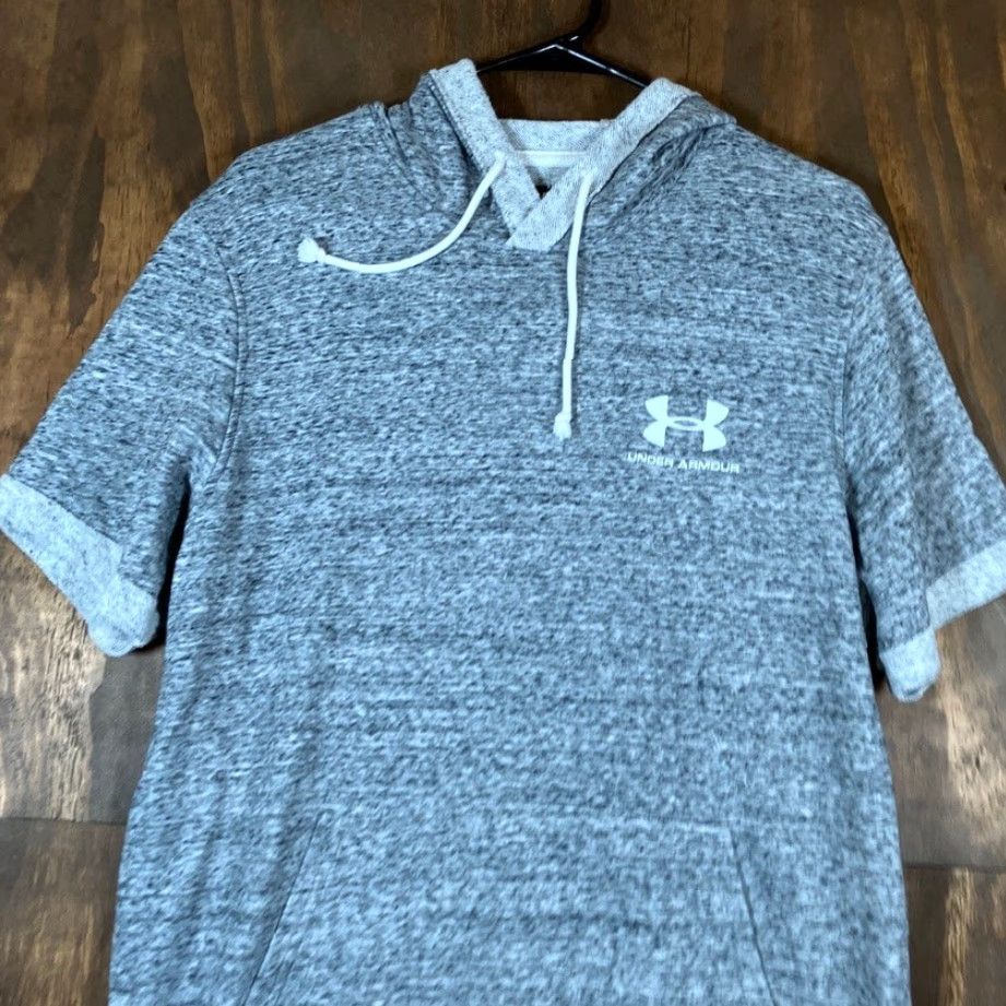Under Armour Under Armour Hoodie Mens Gray Terry Short Cuffed Sleeve Pocket Athletic Large Pullover Hooded Size US L / EU 52-54 / 3 - 2 Thumbnail