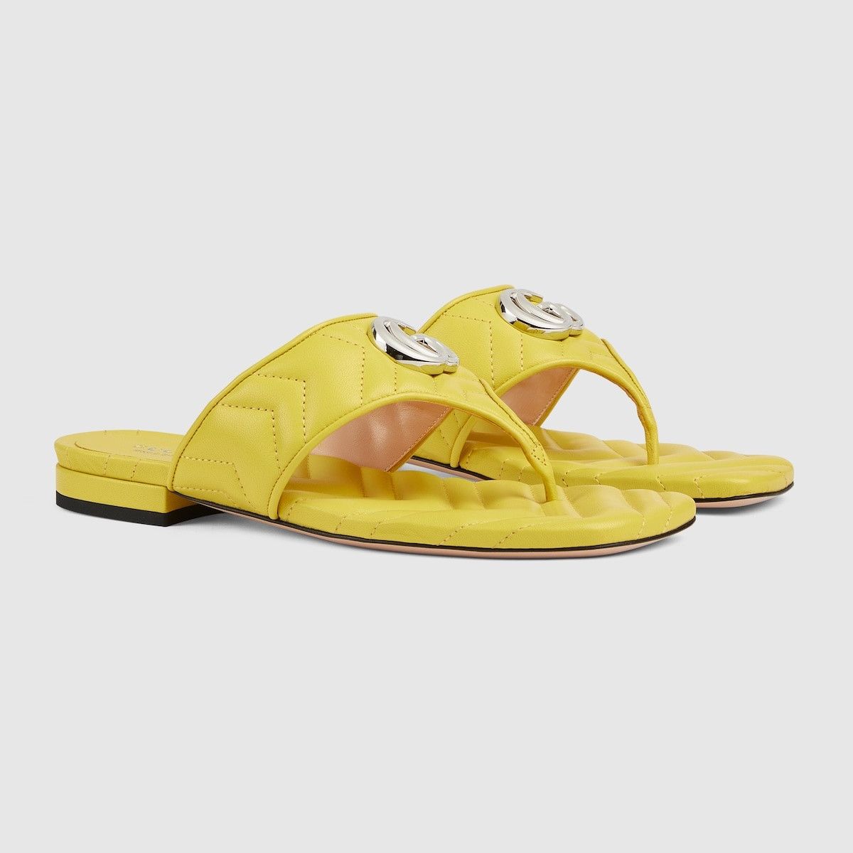 Gucci o1s1wg110225 Women's Double G Thong Sandals in Yellow Size US 5.5 / IT 35.5 - 1 Thumbnail