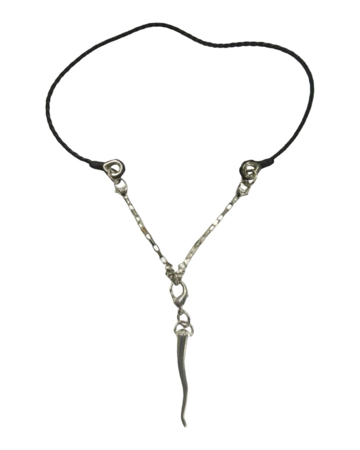 Dolce & Gabbana Silver Corno Leather + Chain Necklace