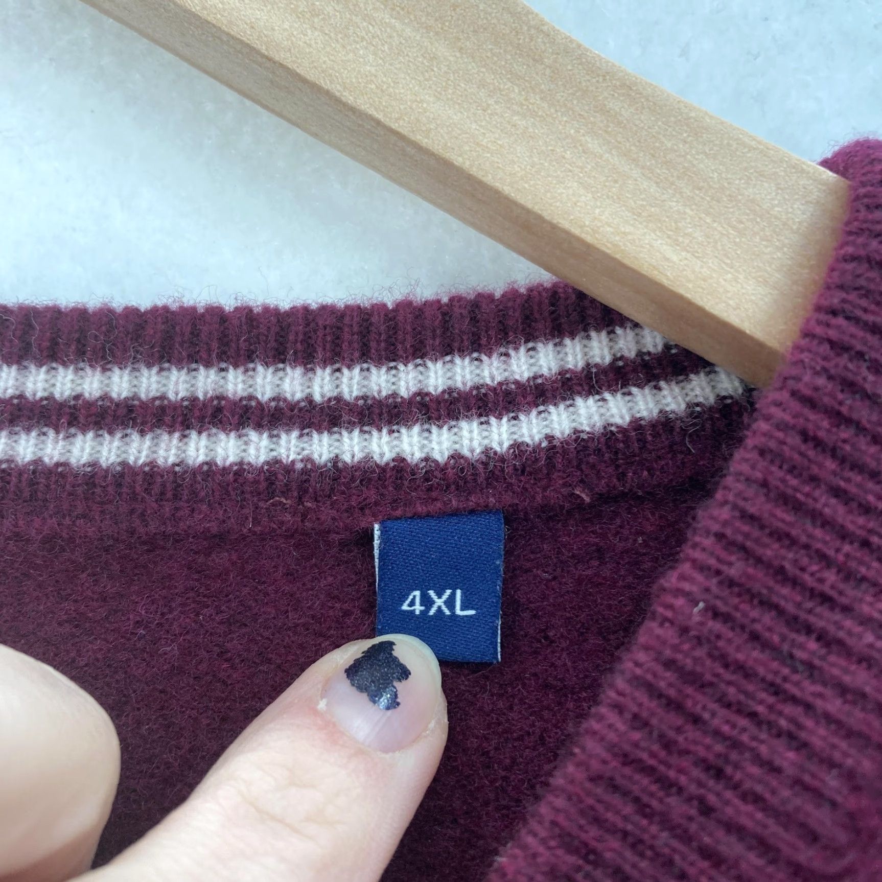 Gant Gant Sweater Mens 4XL Burgundy Super Fine Lambswool V Neck Logo Knit Pullover Size US XXL / EU 58 / 5 - 5 Thumbnail