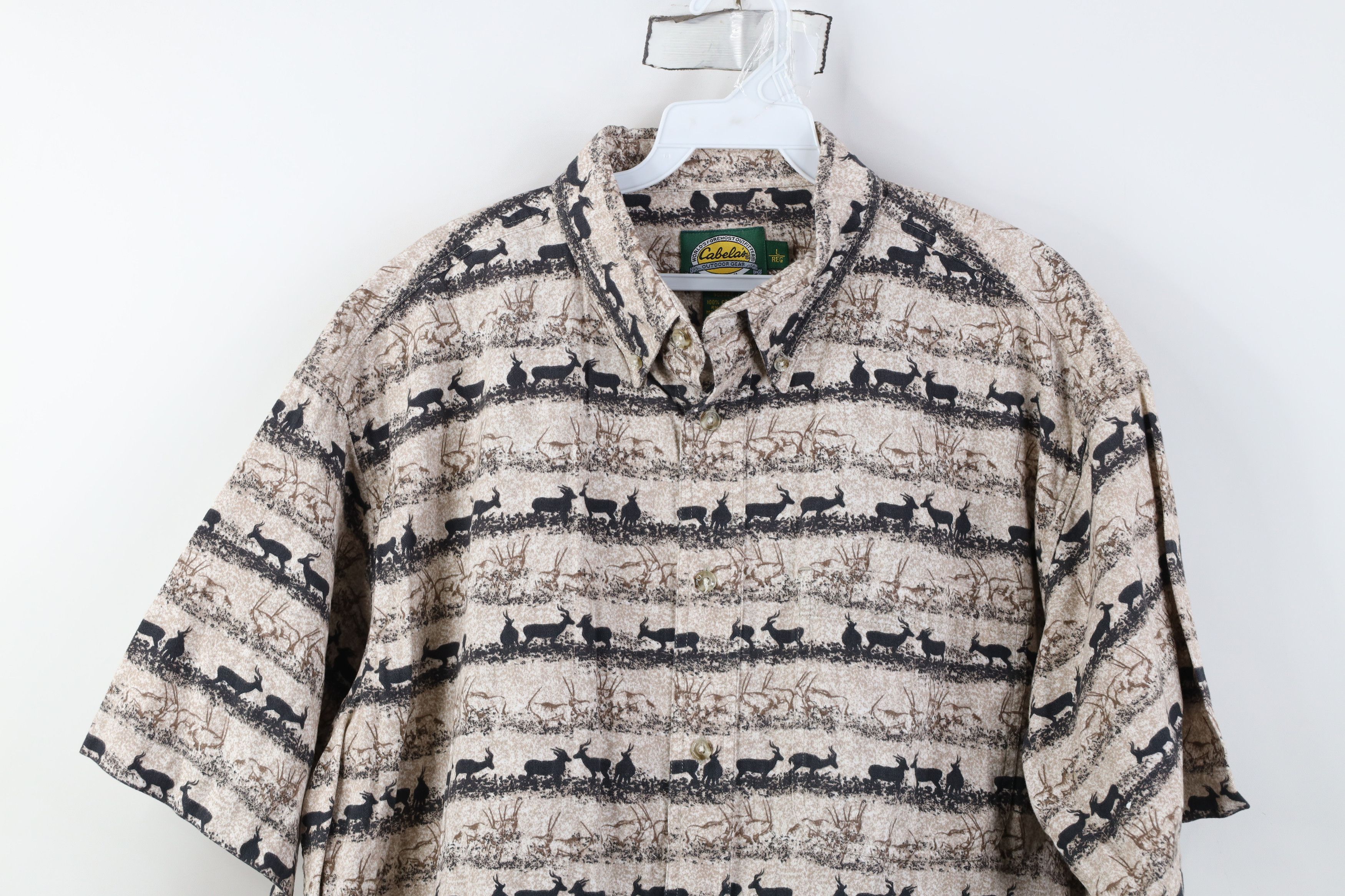 Cabelas Vintage Cabelas Antelope Print Short Sleeve Button Shirt Size US L / EU 52-54 / 3 - 2 Thumbnail