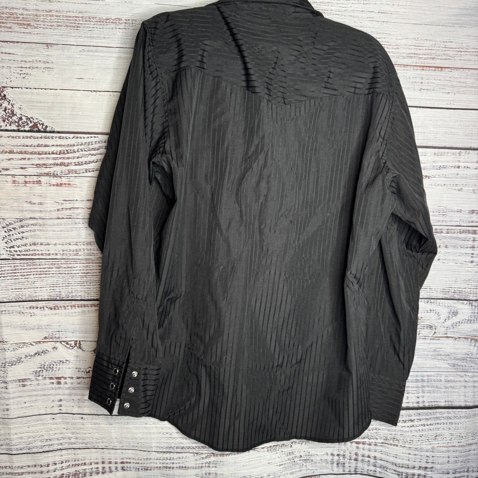 Wrangler Wrangler Black Stripe Pearl Snap Button Down Long Sleeve LG Size US L / EU 52-54 / 3 - 3 Thumbnail