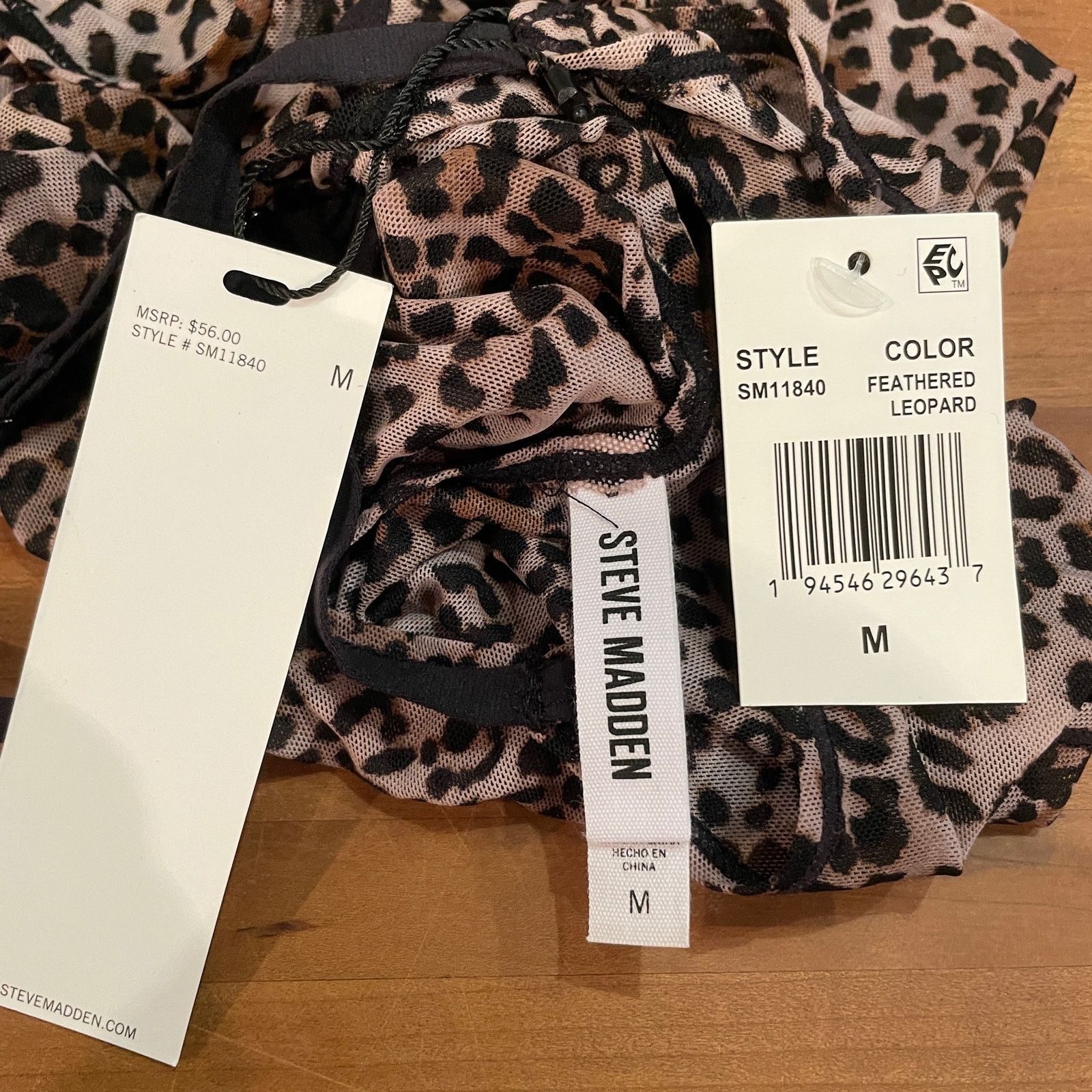 Steve Madden Steve Madden Women's Sheer Mesh Thong Bodysuit Leopard Size M / US 6-8 / IT 42-44 - 12 Thumbnail