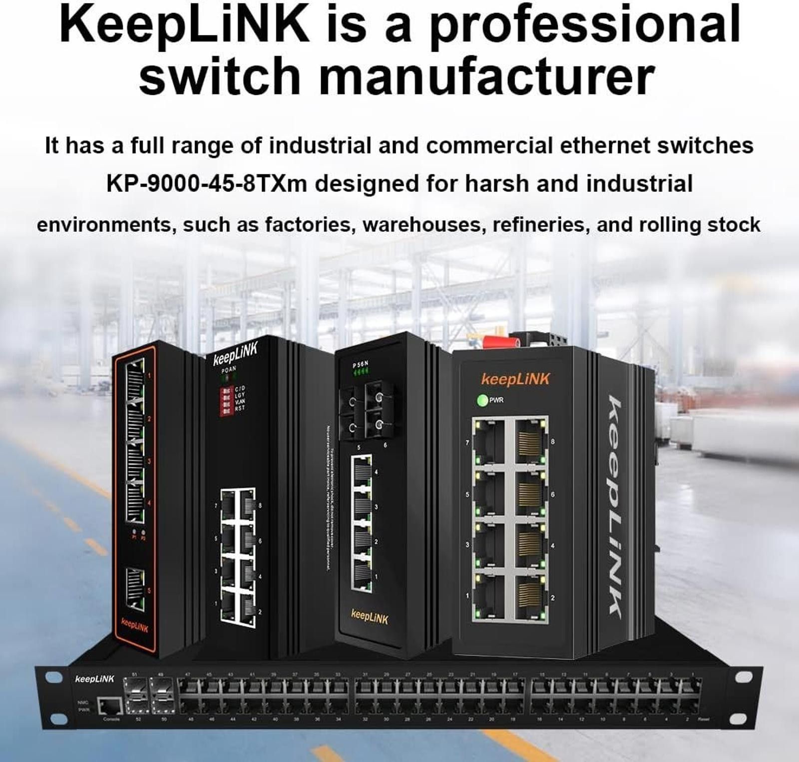 Keeping NY Everywhere 8-Port Industrial Ethernet Switch, Keeplink Kp-9000-45-5tp Size ONE SIZE - 7 Thumbnail
