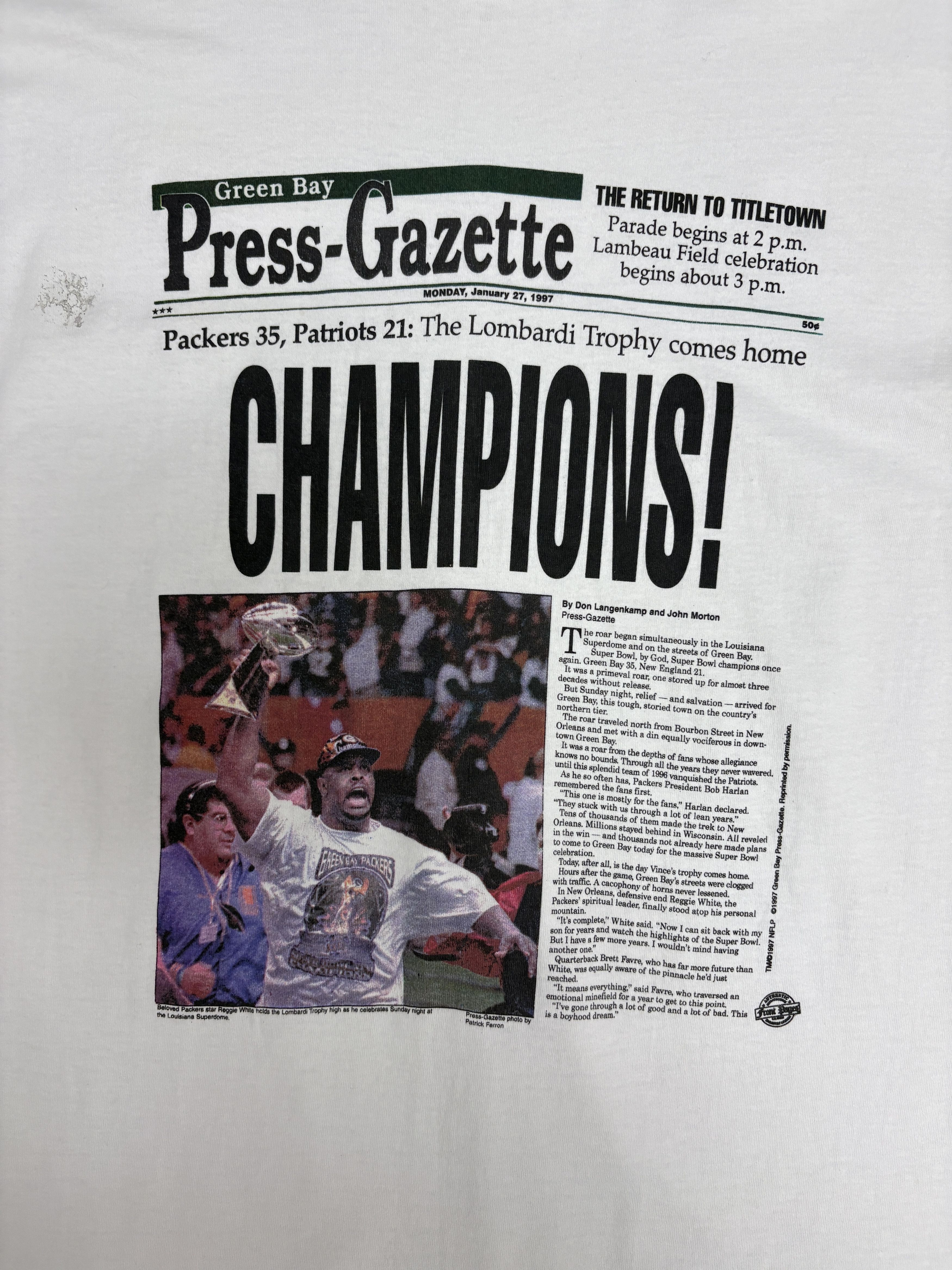 Starter Green Bay Packers Super Bowl XXXI Champions Vintage Tee Size US XL / EU 56 / 4 - 2 Thumbnail