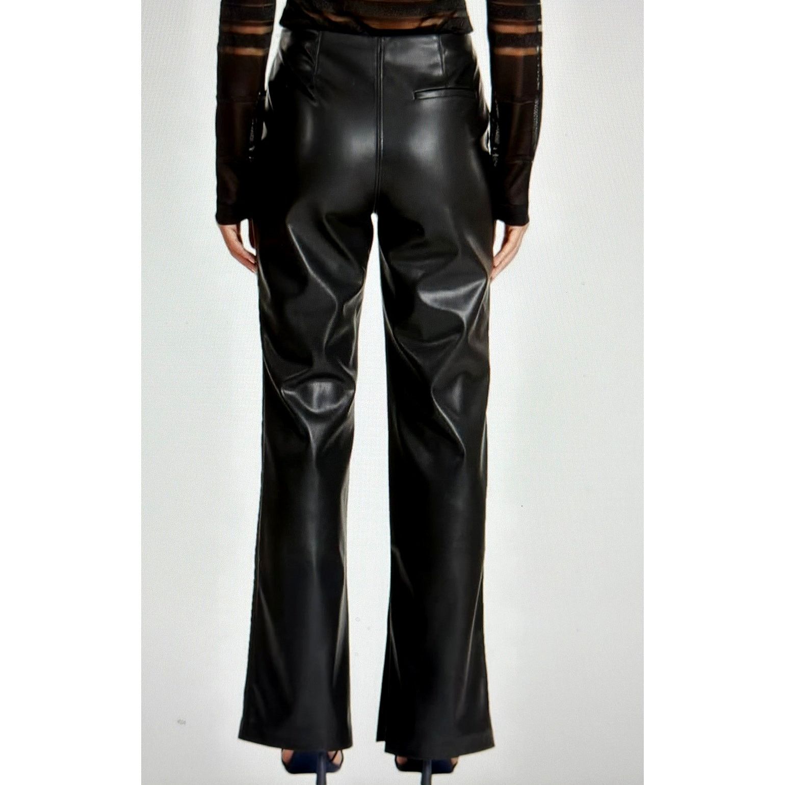 Tanya Taylor Tanya Taylor Adler Faux Leather Pants Bottom Slits Black 18 Size 40" / US 18 - 5 Thumbnail